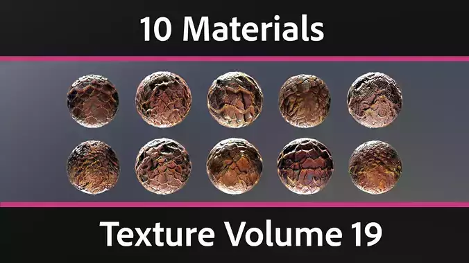10 Materials Skin Dragon Seamless PBR Volume 19
