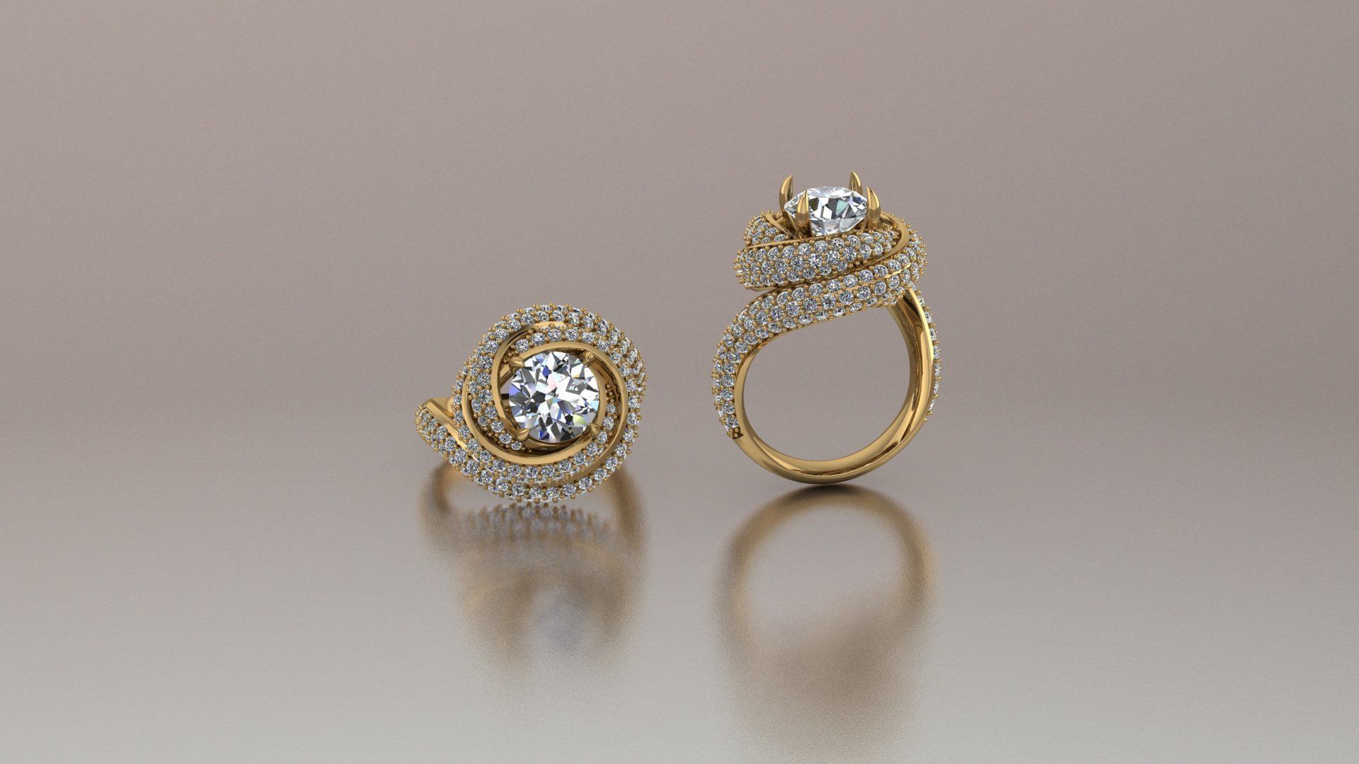 TRINITY RUBAN SOLITAIRE RING 3D print model_1