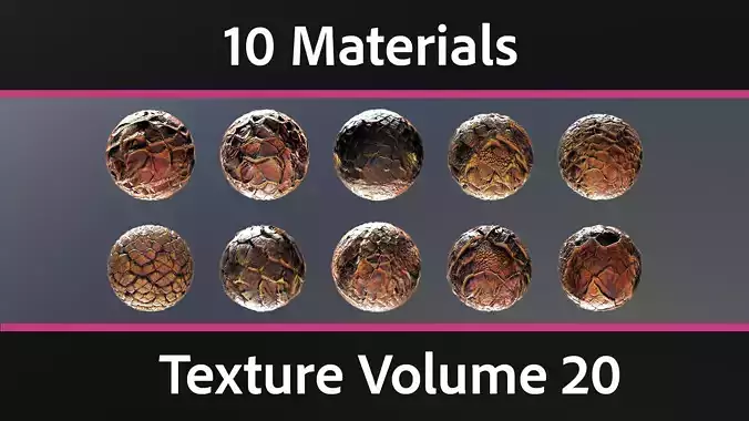 10 Materials Skin Dragon Seamless PBR Volume 20