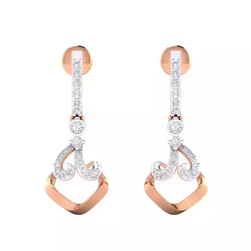 Women Long Drop Earrings STL OBJ FBX Renders Details