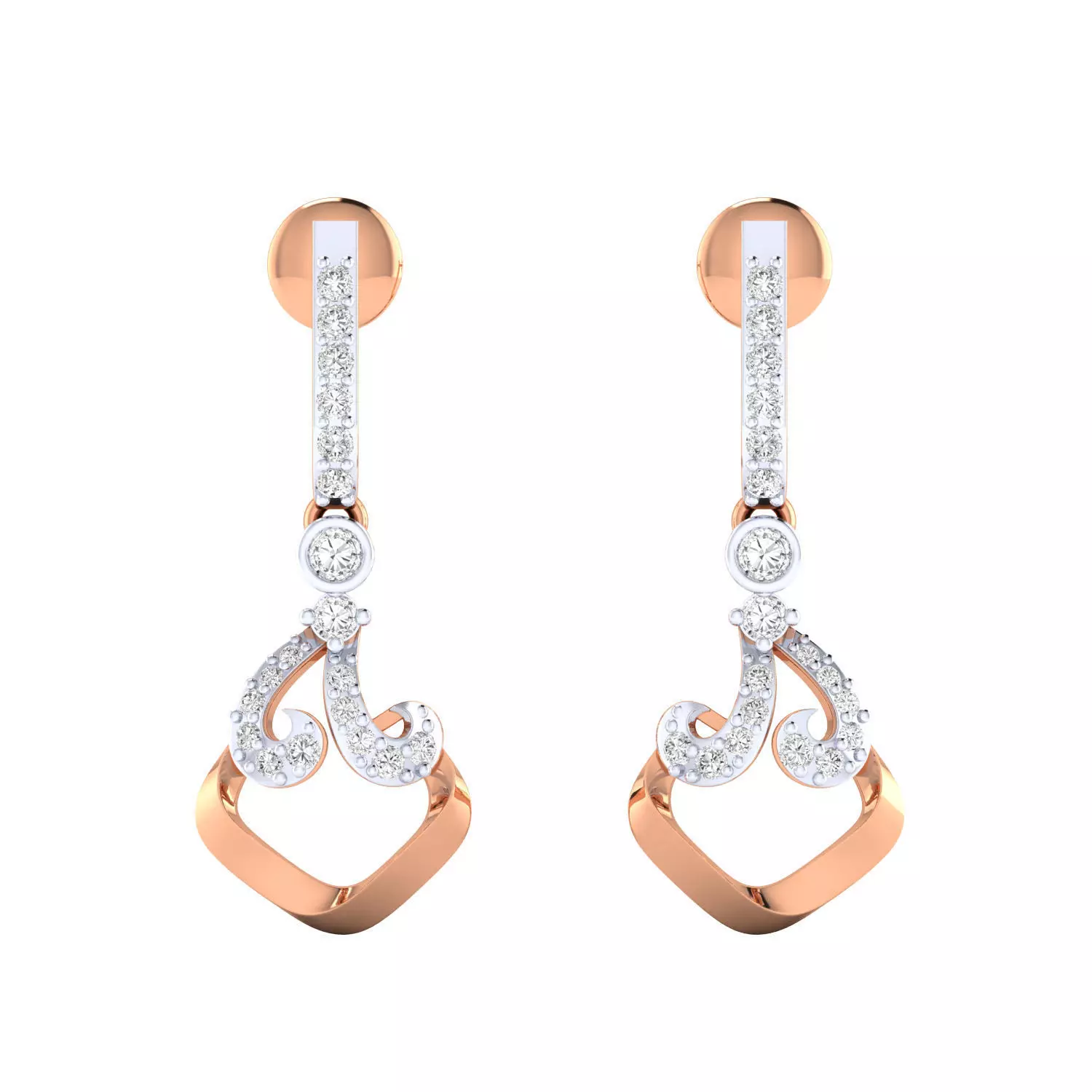 Women Long Drop Earrings STL OBJ FBX Renders Details 3D print model