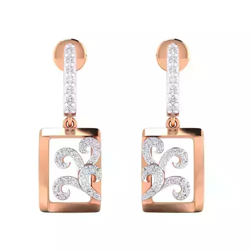 Women Long Drop Earrings STL OBJ FBX Renders Details