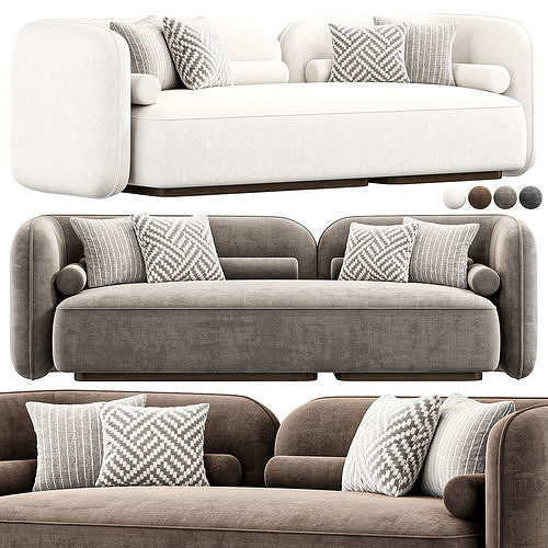 Scandinavian Style Velvet Sofa 3D model