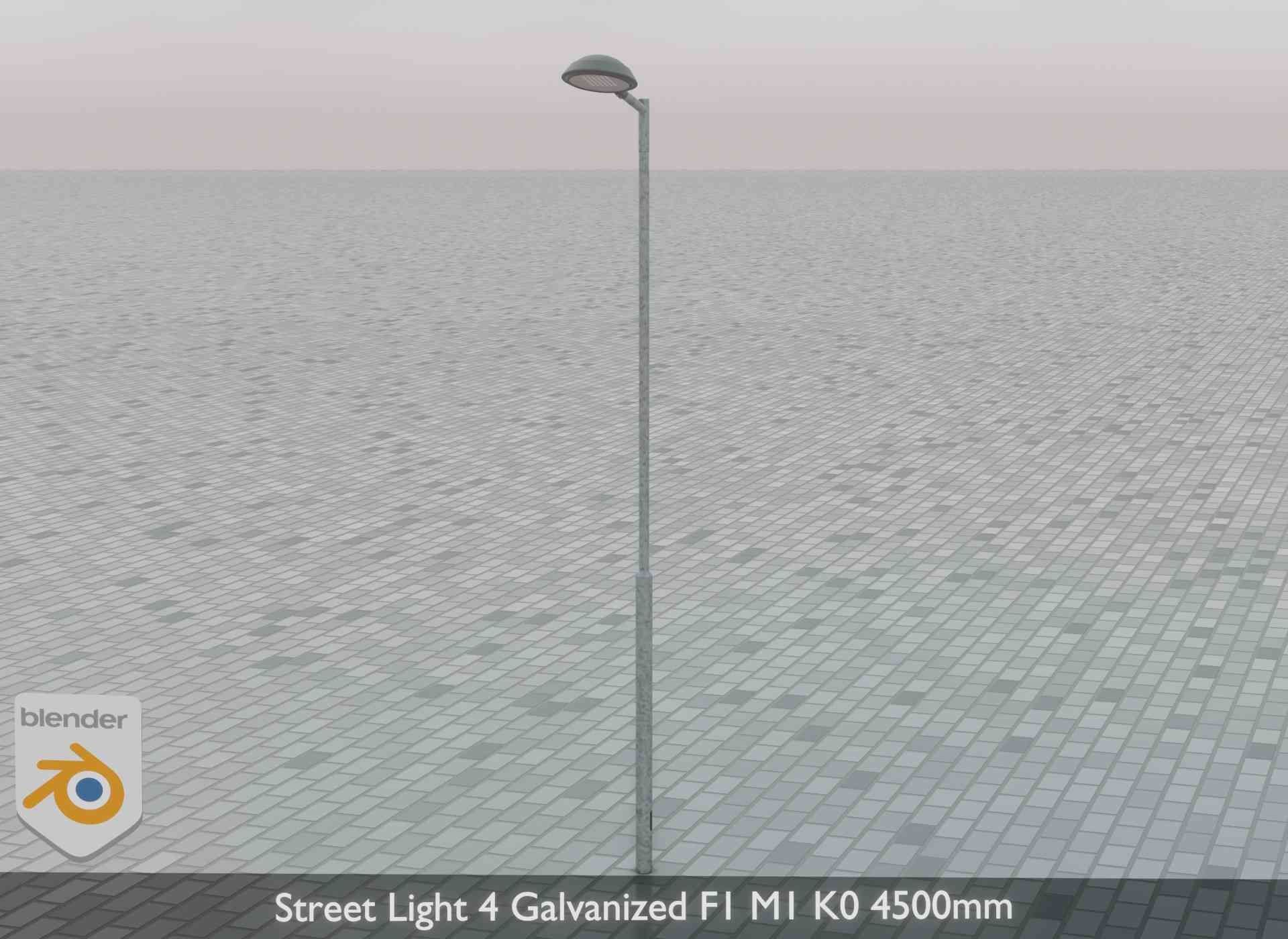 Street Light 4 Galvanized F1 M1 K0 4500mm Low-poly 3D model_73