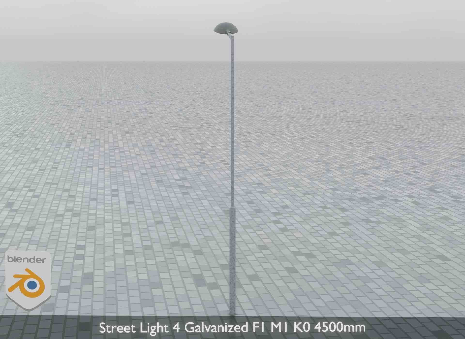 Street Light 4 Galvanized F1 M1 K0 4500mm Low-poly 3D model_10