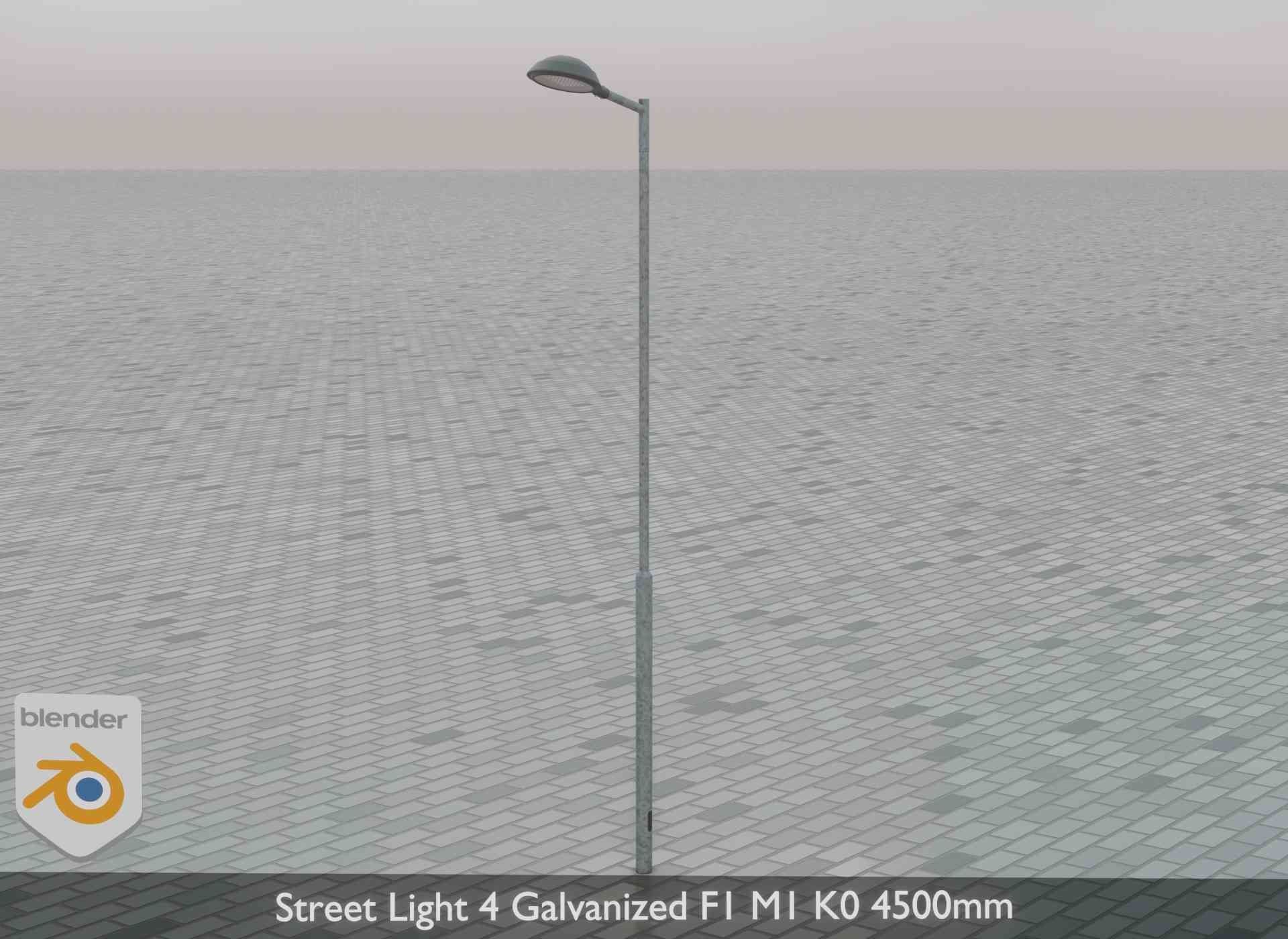 Street Light 4 Galvanized F1 M1 K0 4500mm Low-poly 3D model_75
