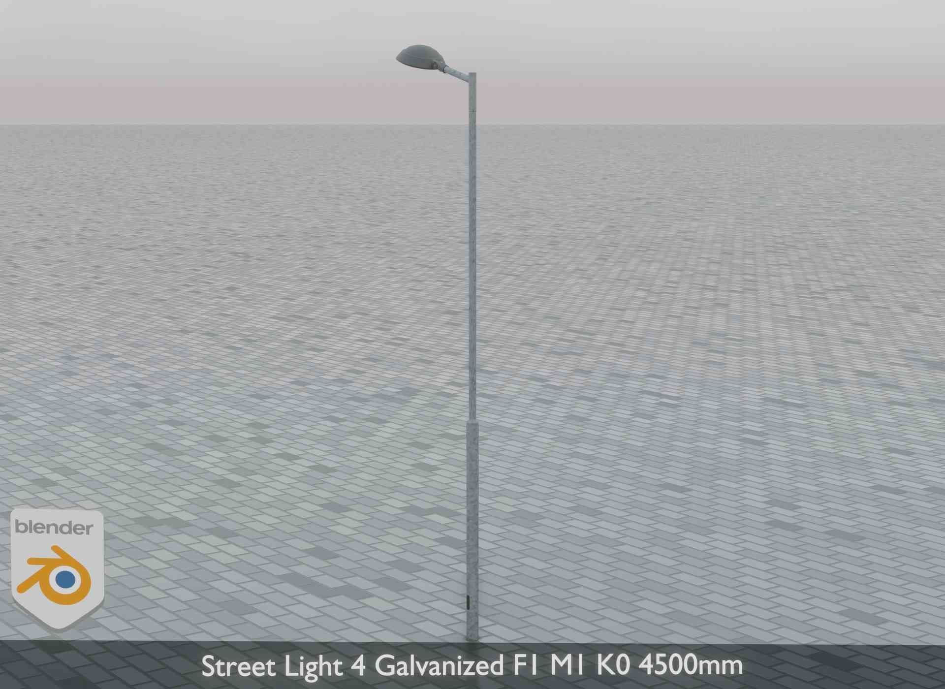 Street Light 4 Galvanized F1 M1 K0 4500mm Low-poly 3D model_7