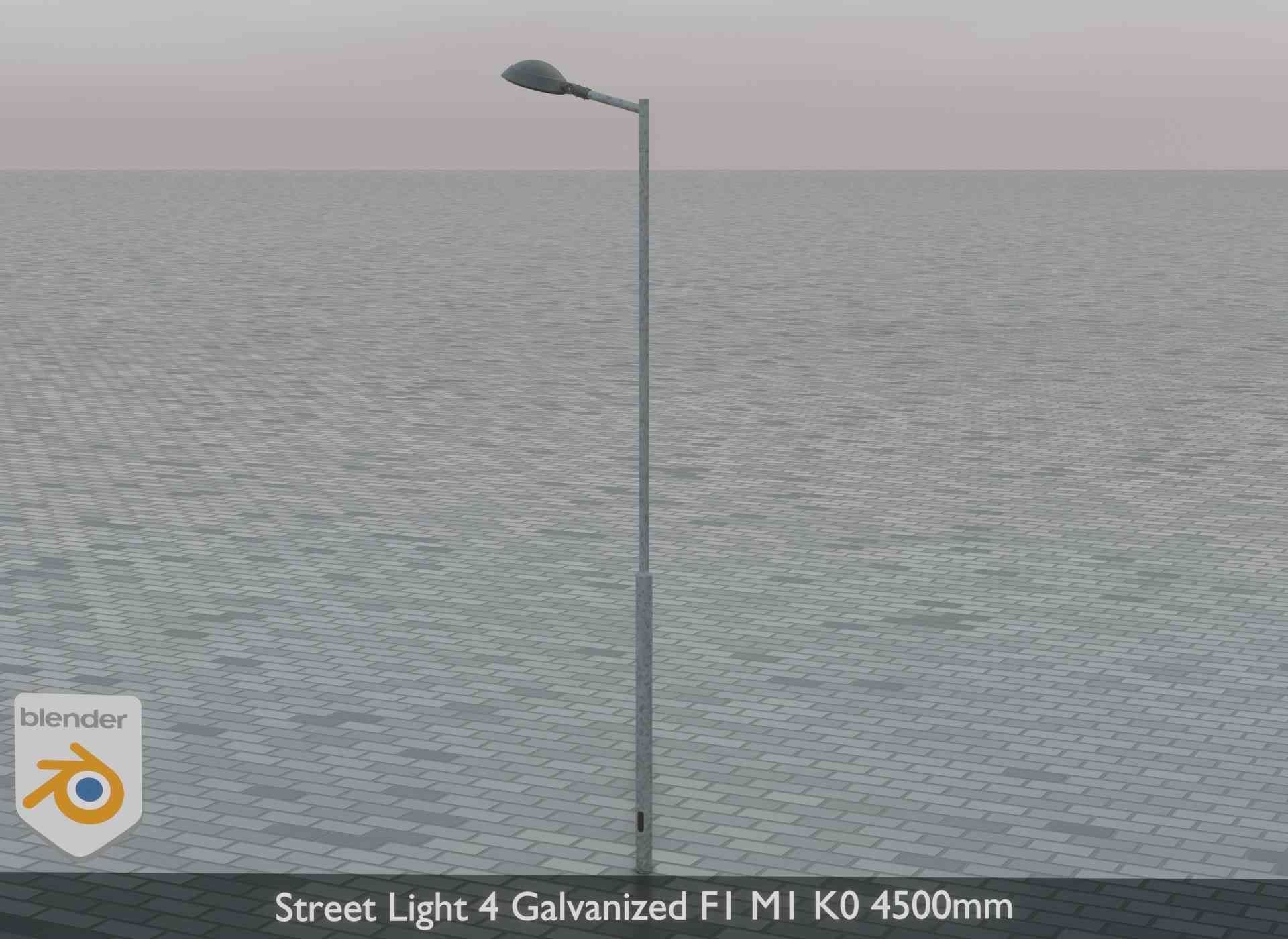 Street Light 4 Galvanized F1 M1 K0 4500mm Low-poly 3D model_4