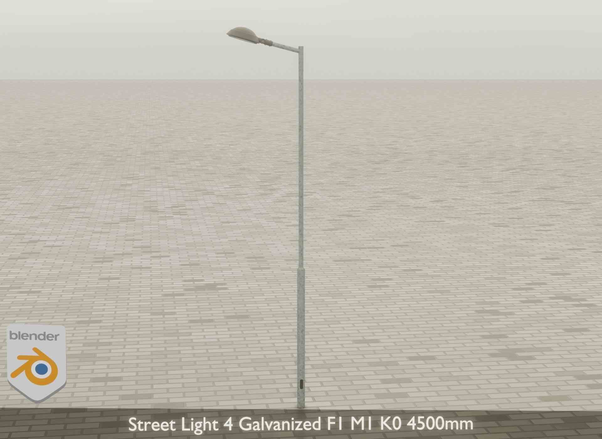 Street Light 4 Galvanized F1 M1 K0 4500mm Low-poly 3D model_40