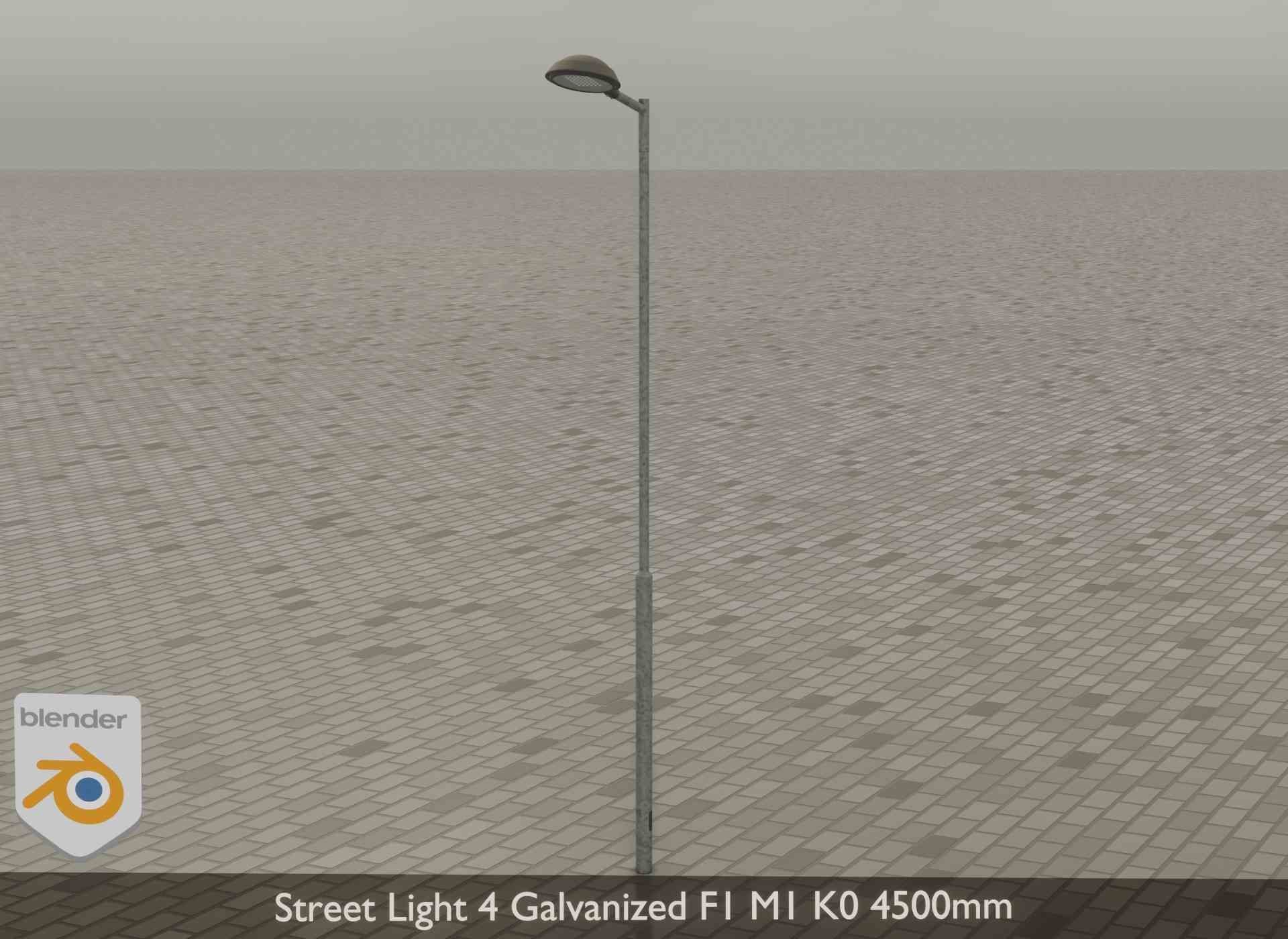 Street Light 4 Galvanized F1 M1 K0 4500mm Low-poly 3D model_34