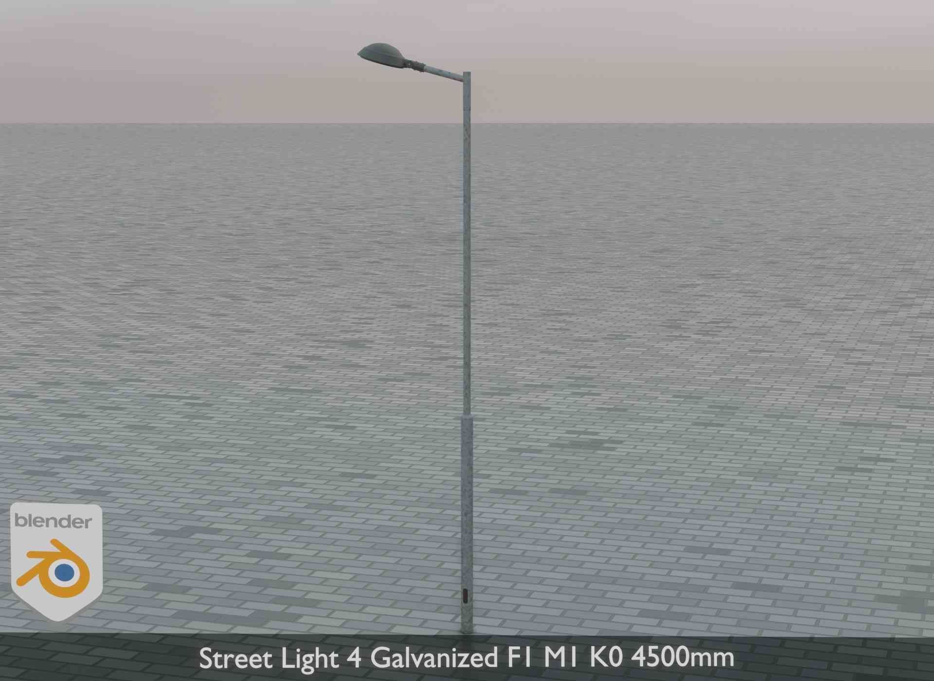 Street Light 4 Galvanized F1 M1 K0 4500mm Low-poly 3D model_3