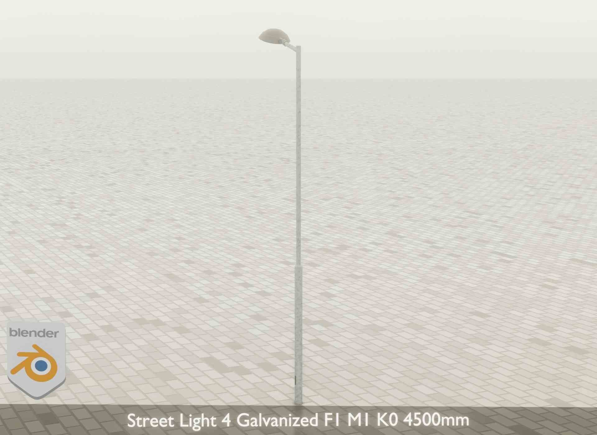 Street Light 4 Galvanized F1 M1 K0 4500mm Low-poly 3D model_48