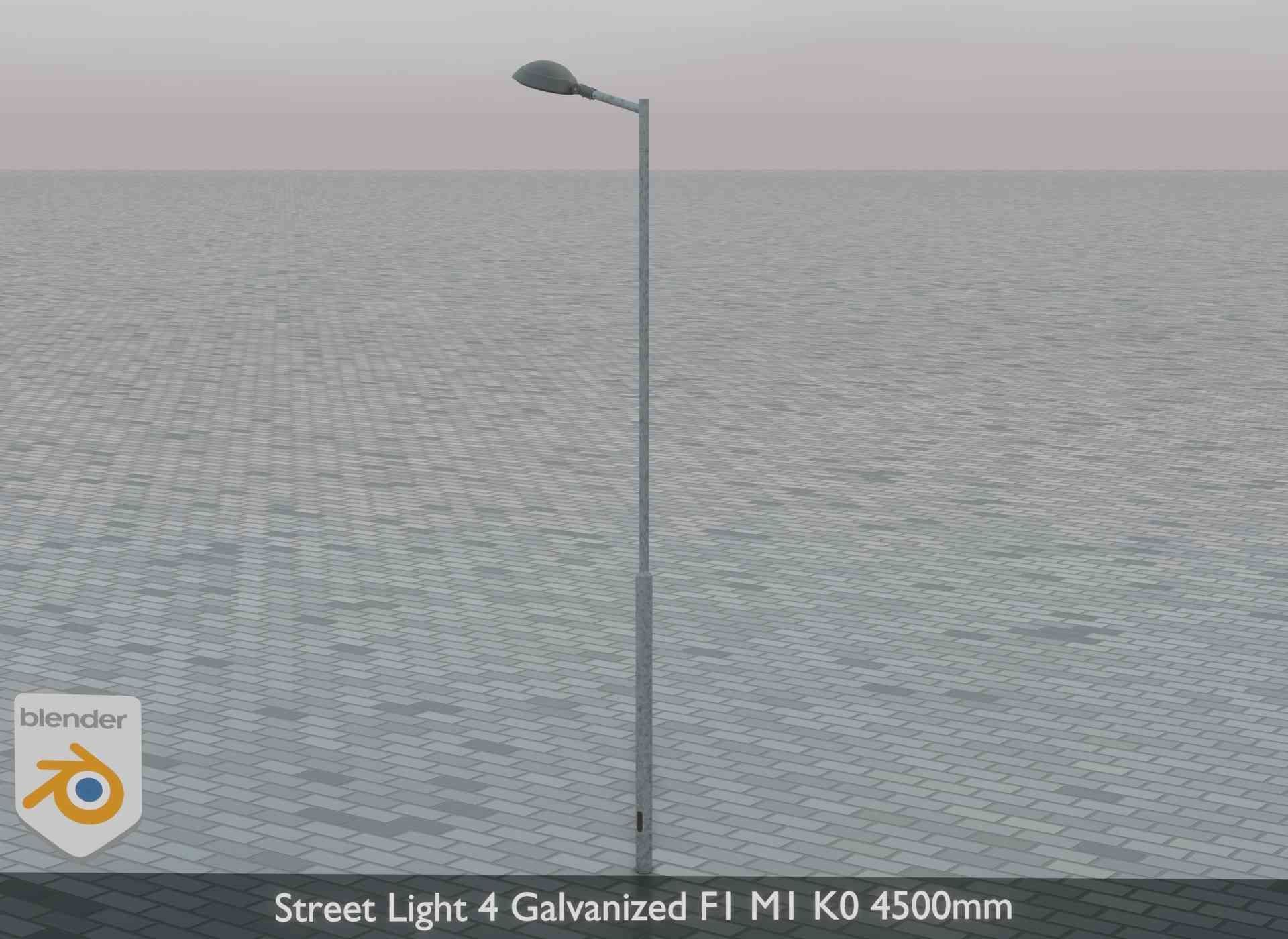 Street Light 4 Galvanized F1 M1 K0 4500mm Low-poly 3D model_5