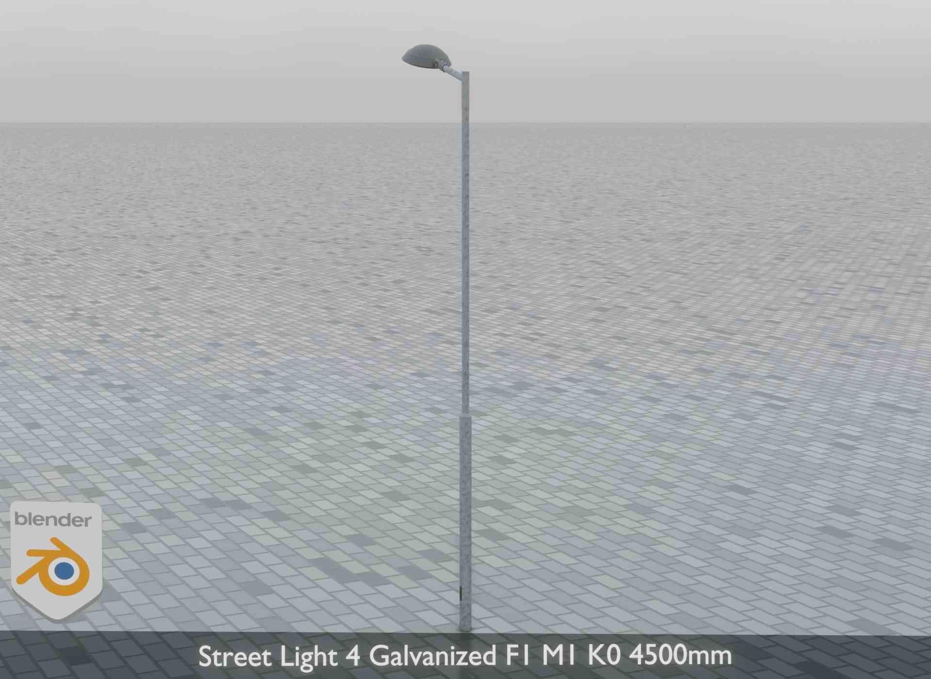 Street Light 4 Galvanized F1 M1 K0 4500mm Low-poly 3D model_8