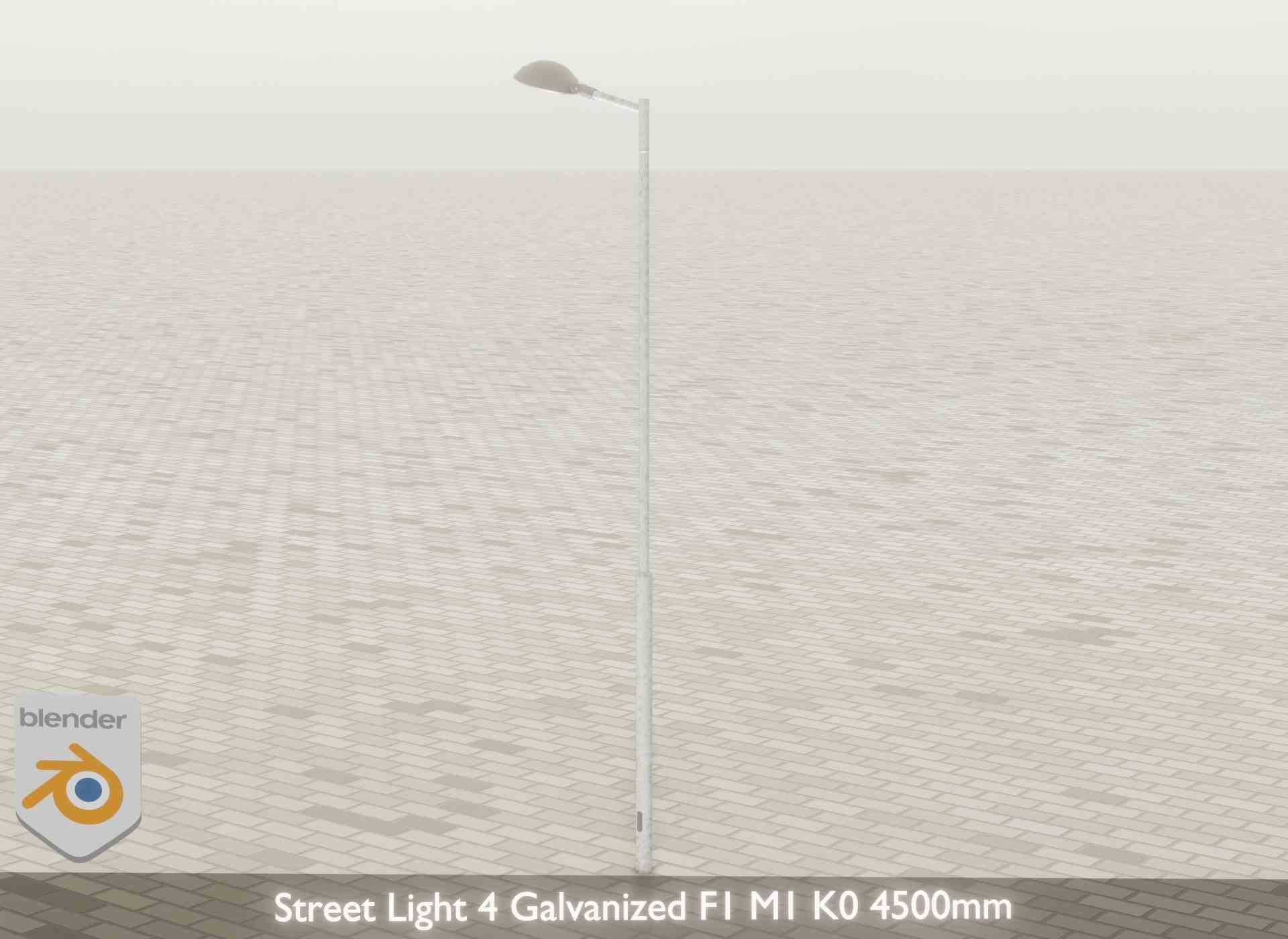 Street Light 4 Galvanized F1 M1 K0 4500mm Low-poly 3D model_45