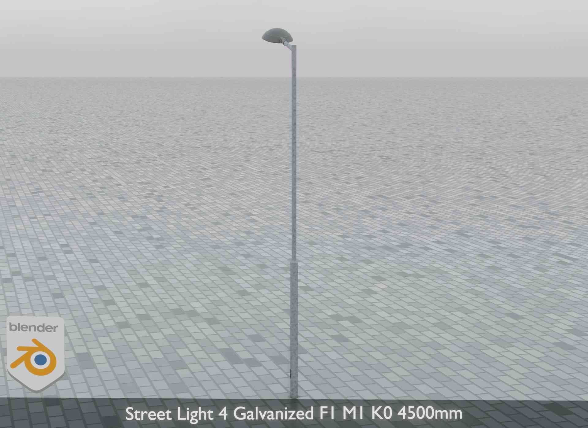 Street Light 4 Galvanized F1 M1 K0 4500mm Low-poly 3D model_9