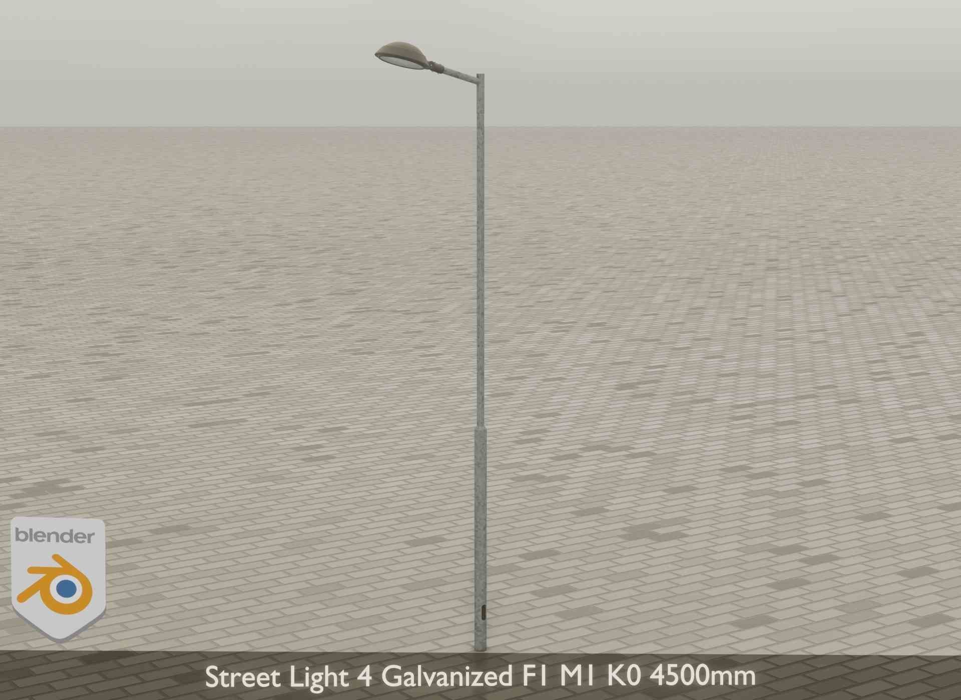 Street Light 4 Galvanized F1 M1 K0 4500mm Low-poly 3D model_37