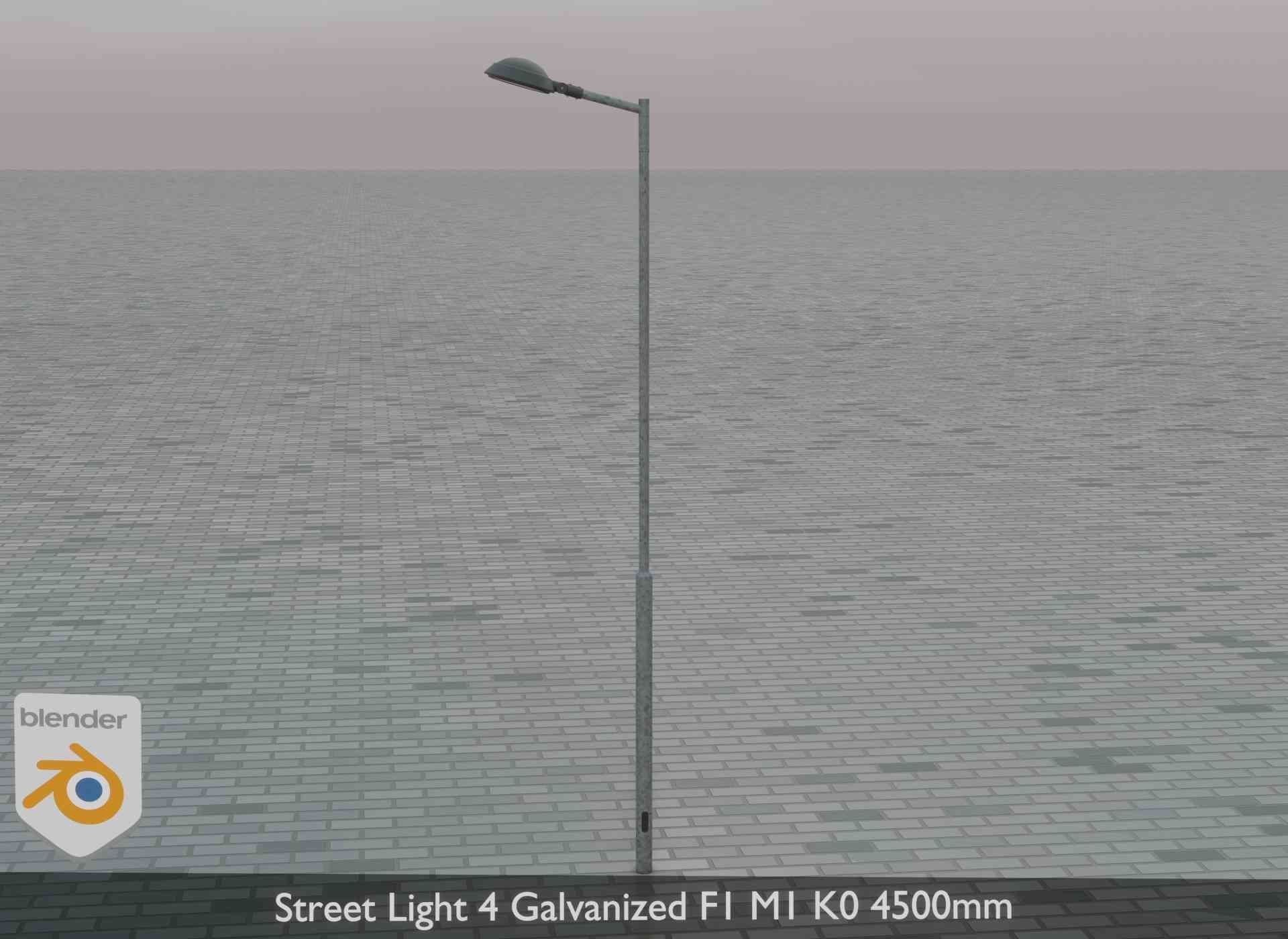 Street Light 4 Galvanized F1 M1 K0 4500mm Low-poly 3D model_80