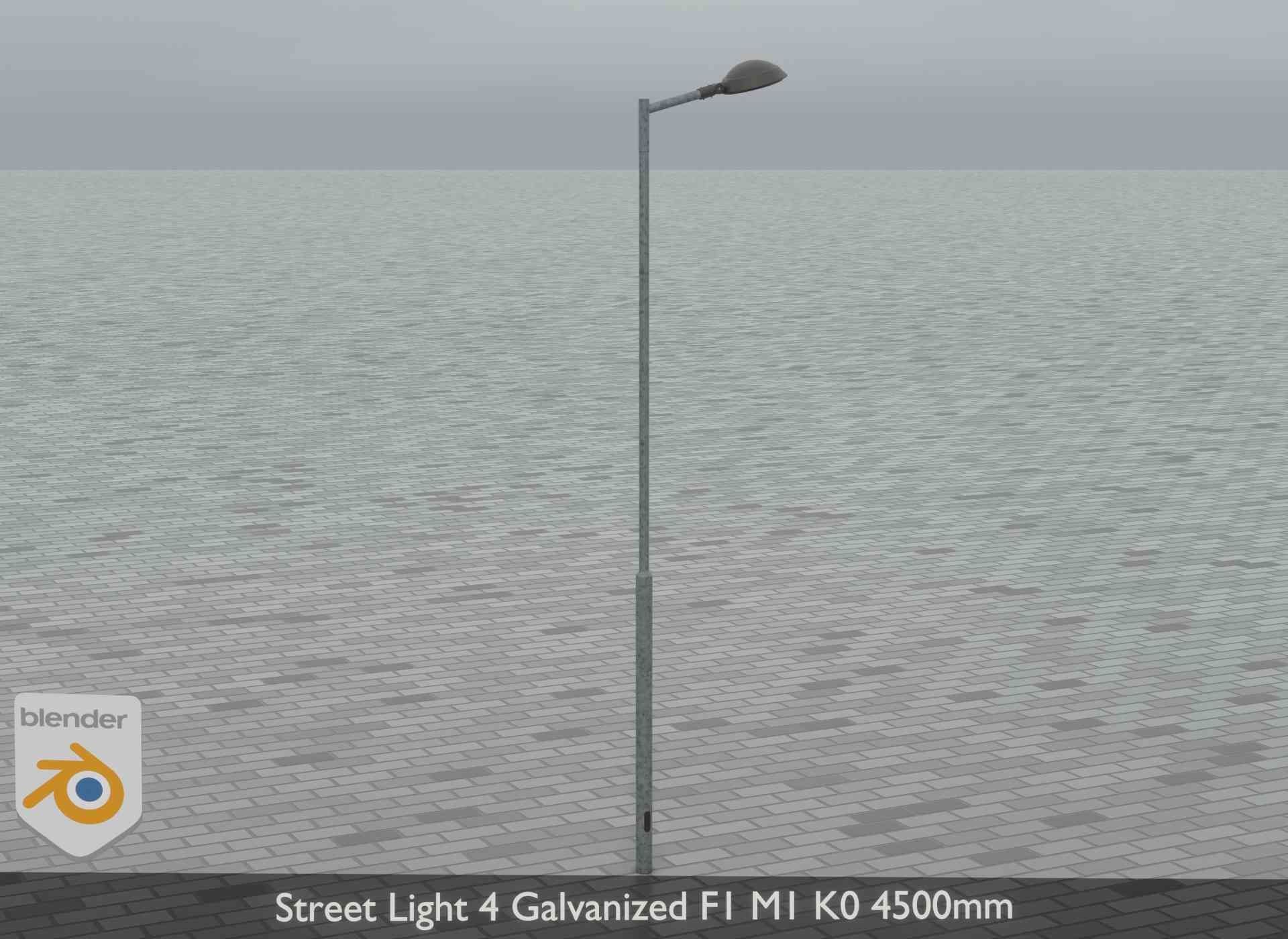 Street Light 4 Galvanized F1 M1 K0 4500mm Low-poly 3D model_18