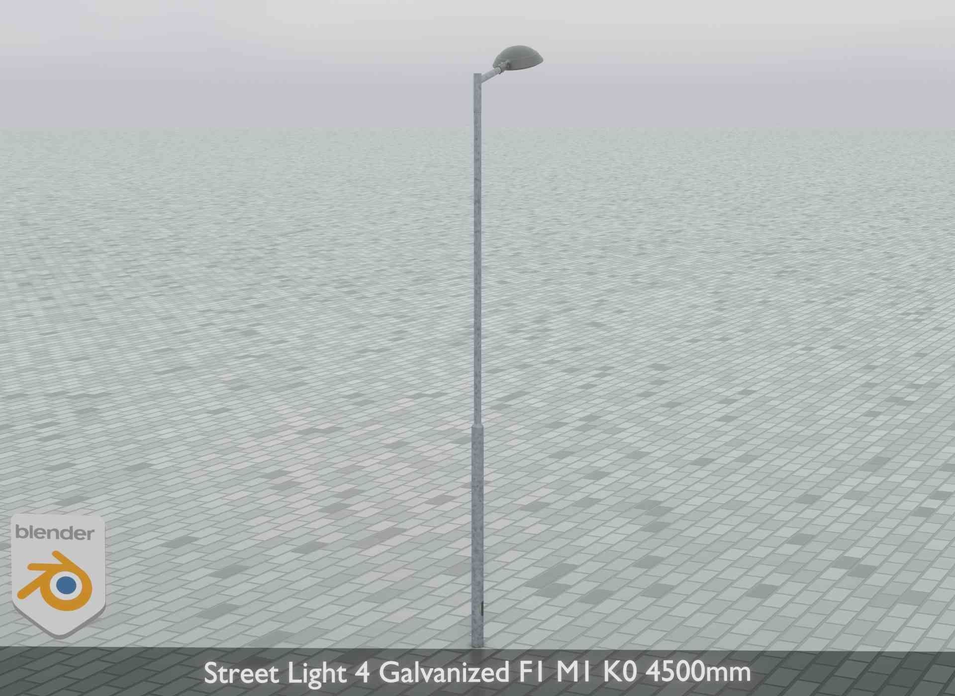 Street Light 4 Galvanized F1 M1 K0 4500mm Low-poly 3D model_14