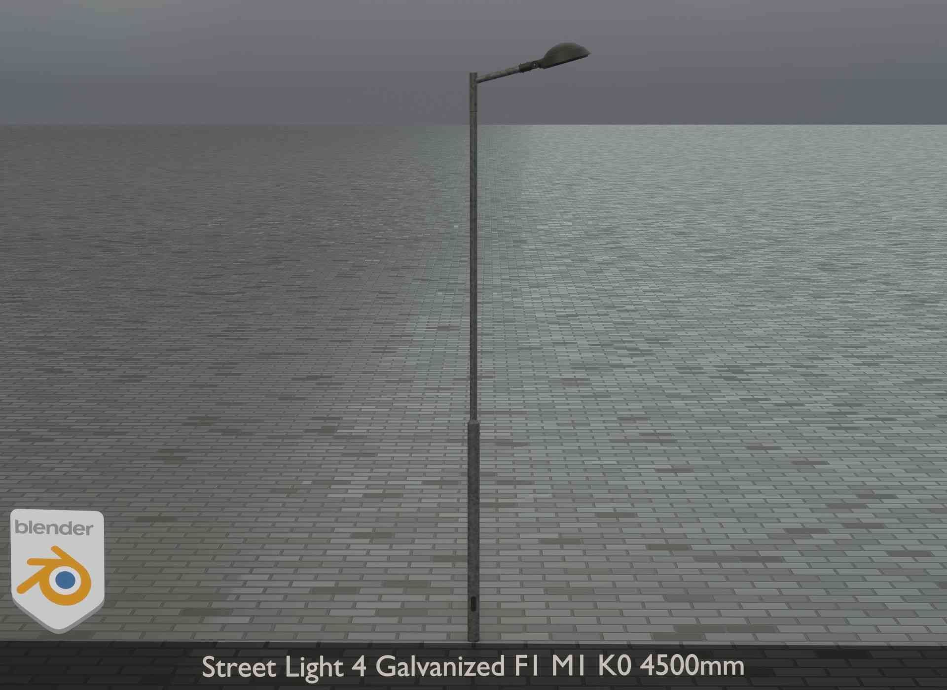 Street Light 4 Galvanized F1 M1 K0 4500mm Low-poly 3D model_21