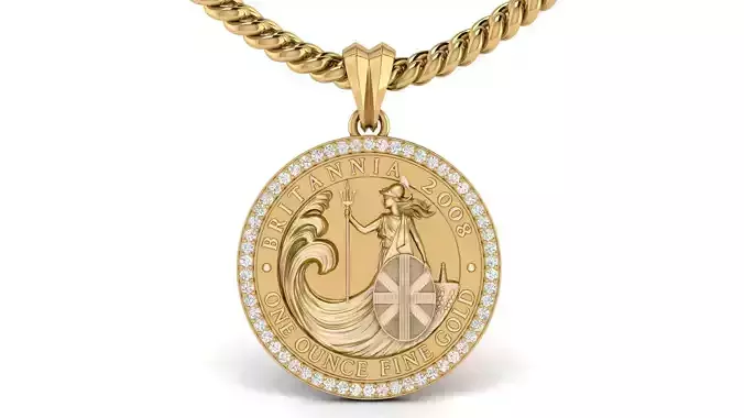 2008 1oz Britannia Bullion Coin Diamond Pendant 