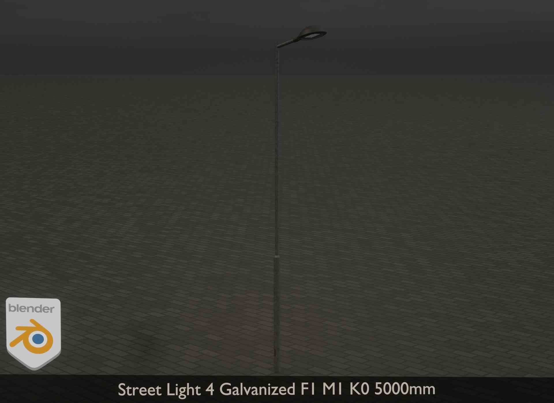Street Light 4 Galvanized F1 M1 K0 5000mm Low-poly 3D model_26