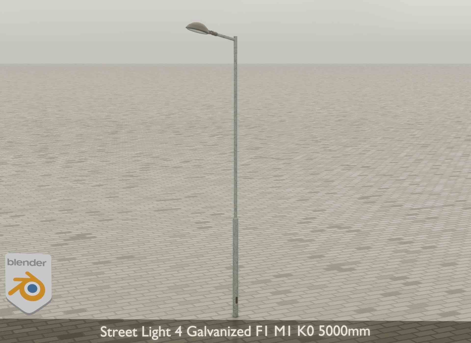 Street Light 4 Galvanized F1 M1 K0 5000mm Low-poly 3D model_38