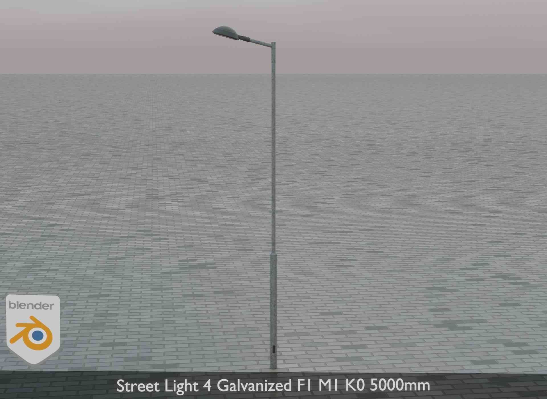 Street Light 4 Galvanized F1 M1 K0 5000mm Low-poly 3D model_80