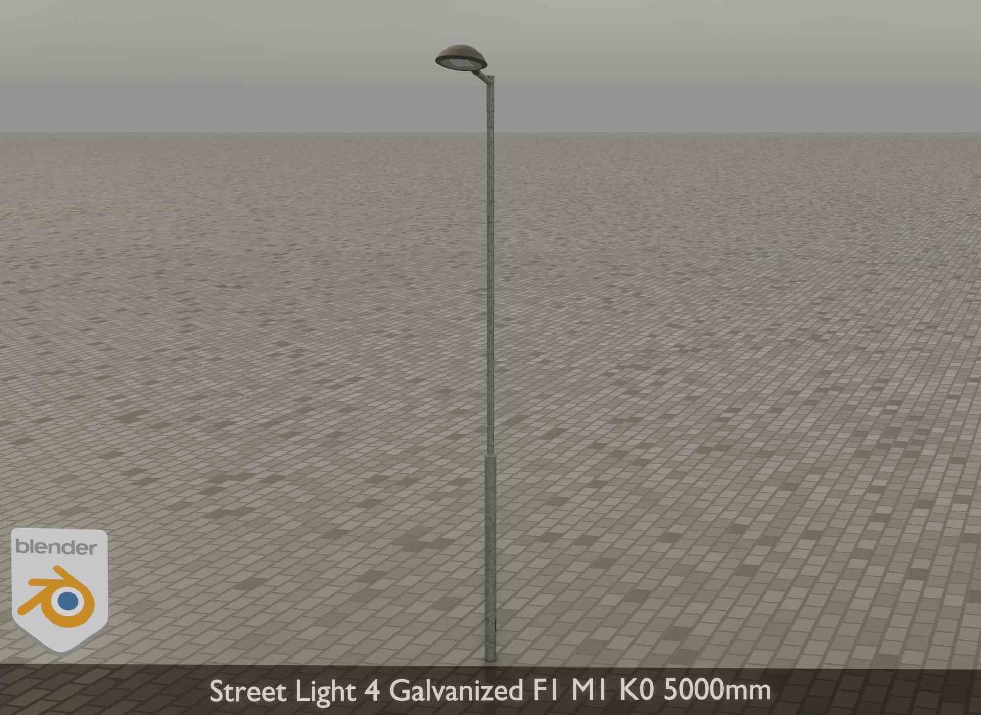 Street Light 4 Galvanized F1 M1 K0 5000mm Low-poly 3D model_33