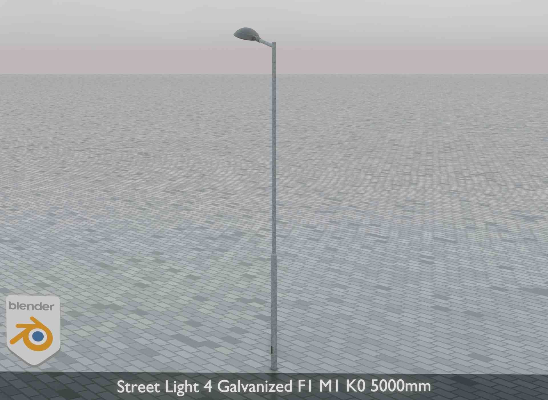 Street Light 4 Galvanized F1 M1 K0 5000mm Low-poly 3D model_7