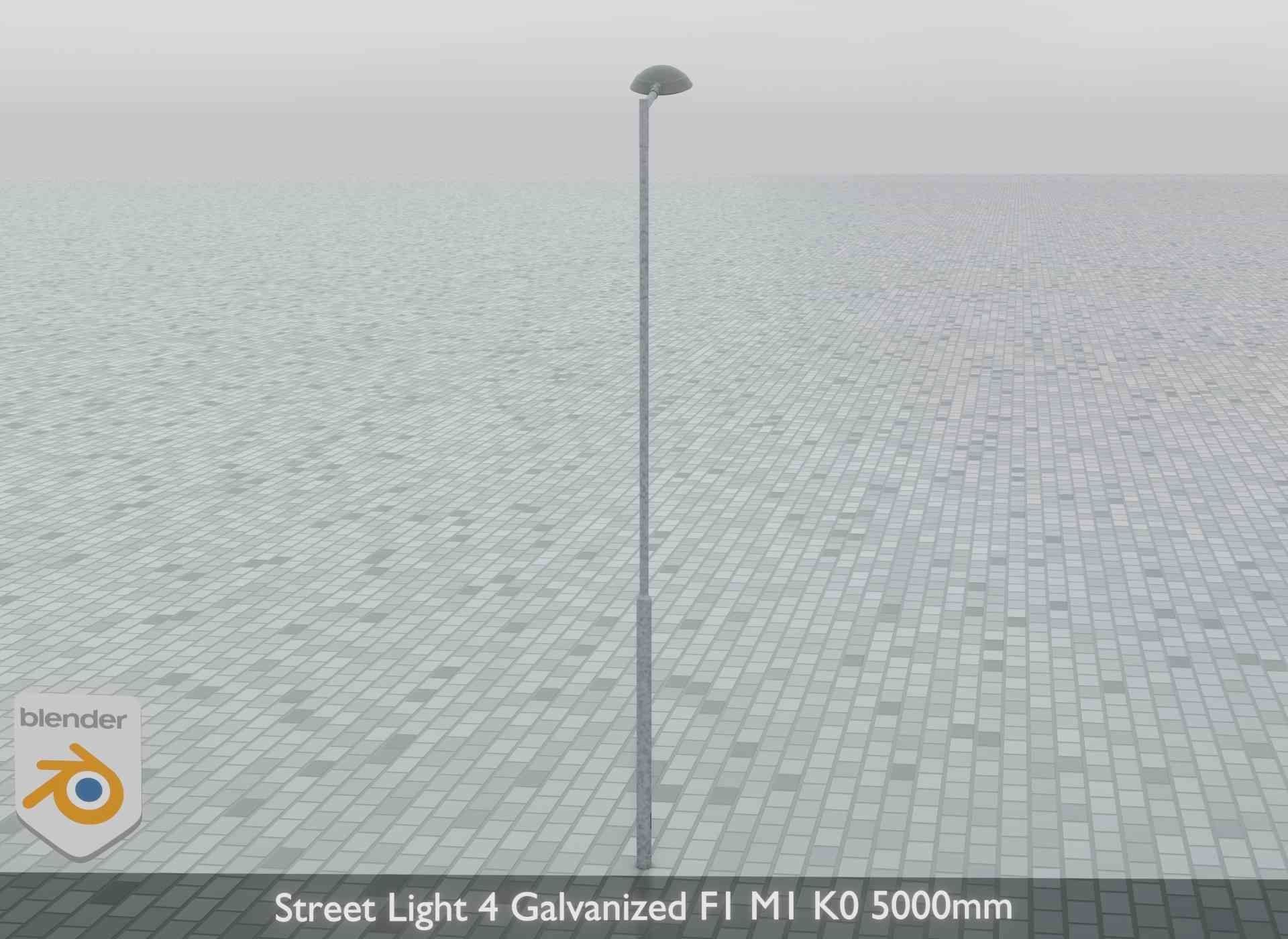 Street Light 4 Galvanized F1 M1 K0 5000mm Low-poly 3D model_12