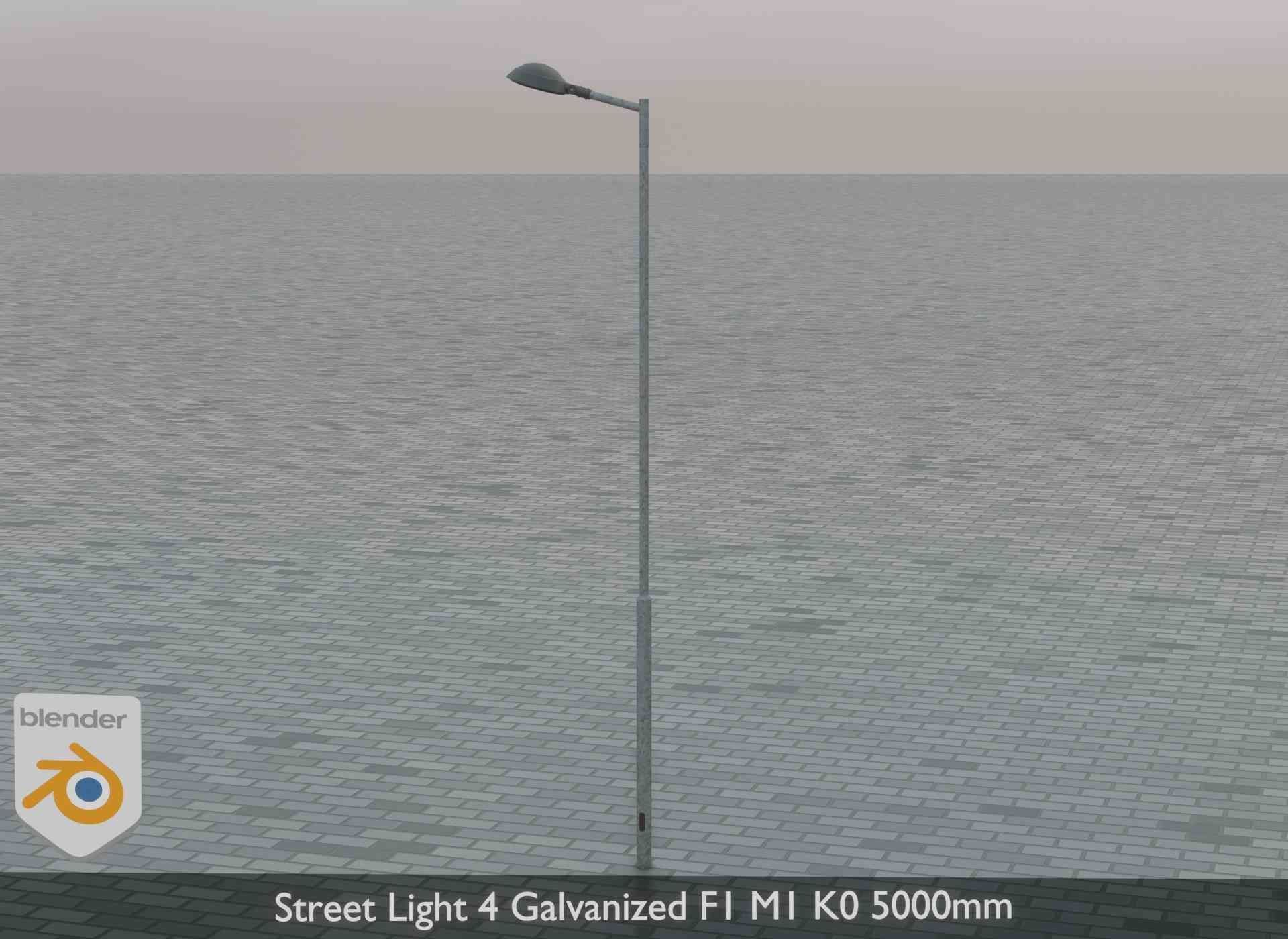 Street Light 4 Galvanized F1 M1 K0 5000mm Low-poly 3D model_3