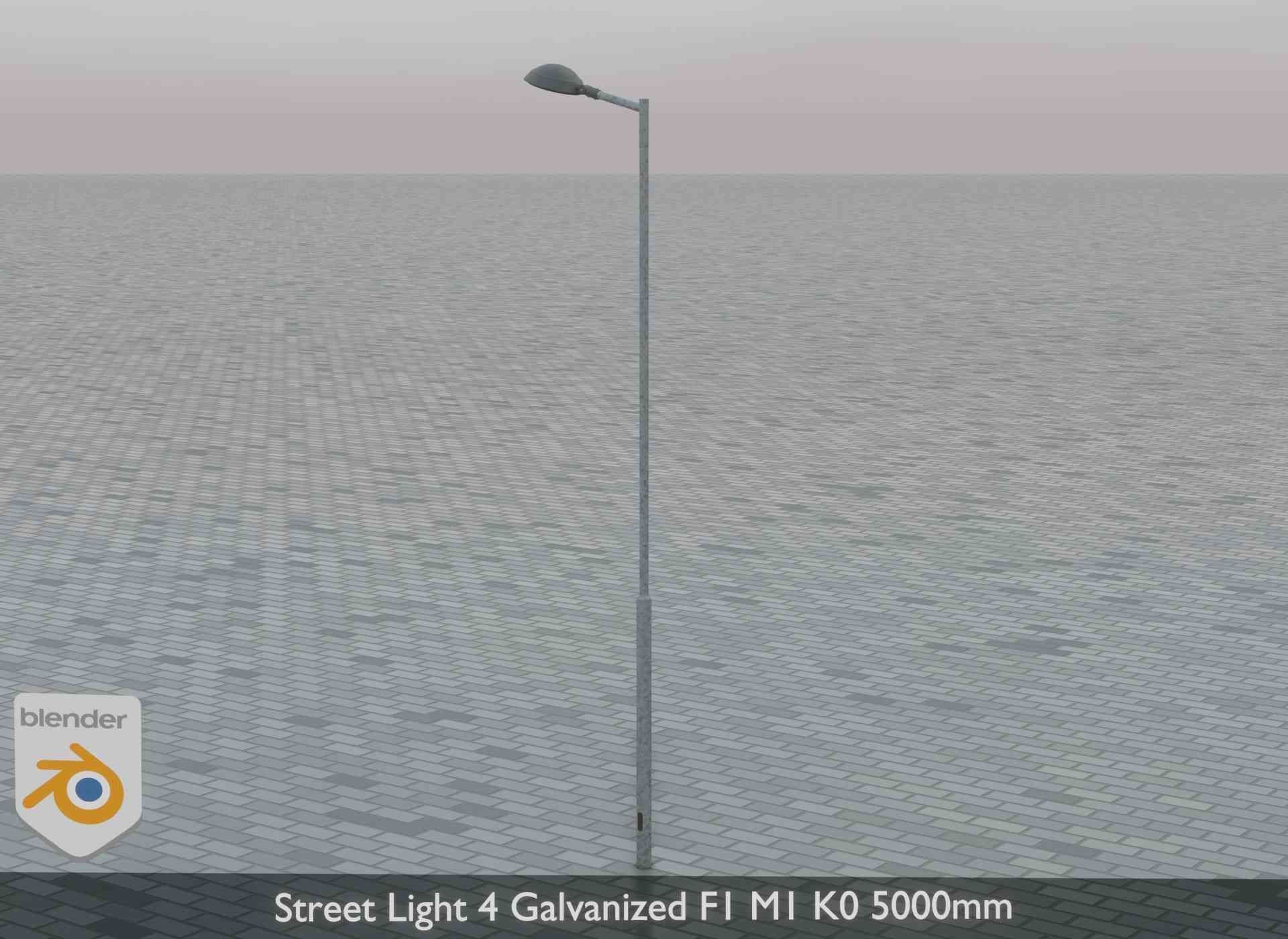 Street Light 4 Galvanized F1 M1 K0 5000mm Low-poly 3D model_5