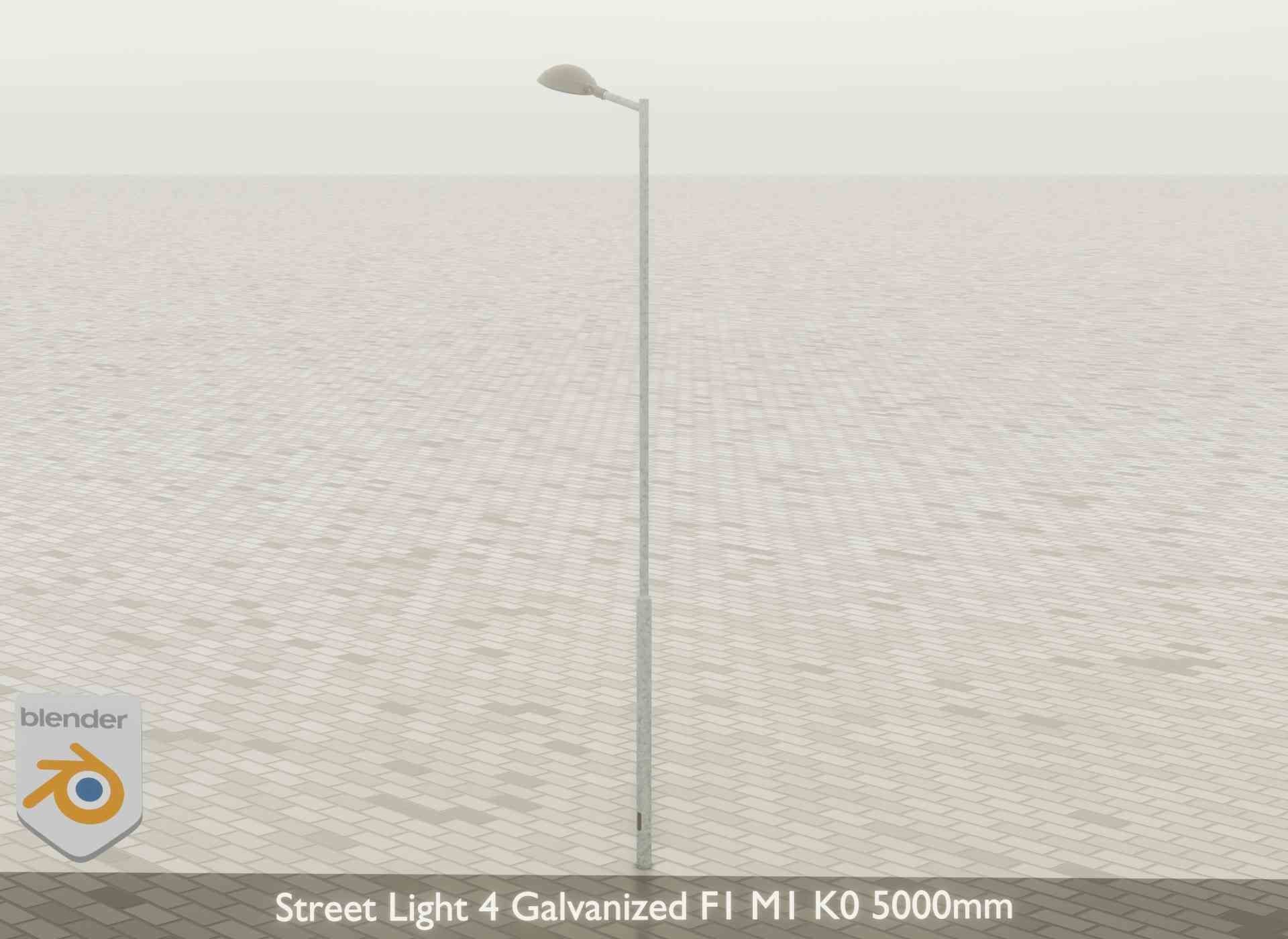 Street Light 4 Galvanized F1 M1 K0 5000mm Low-poly 3D model_46