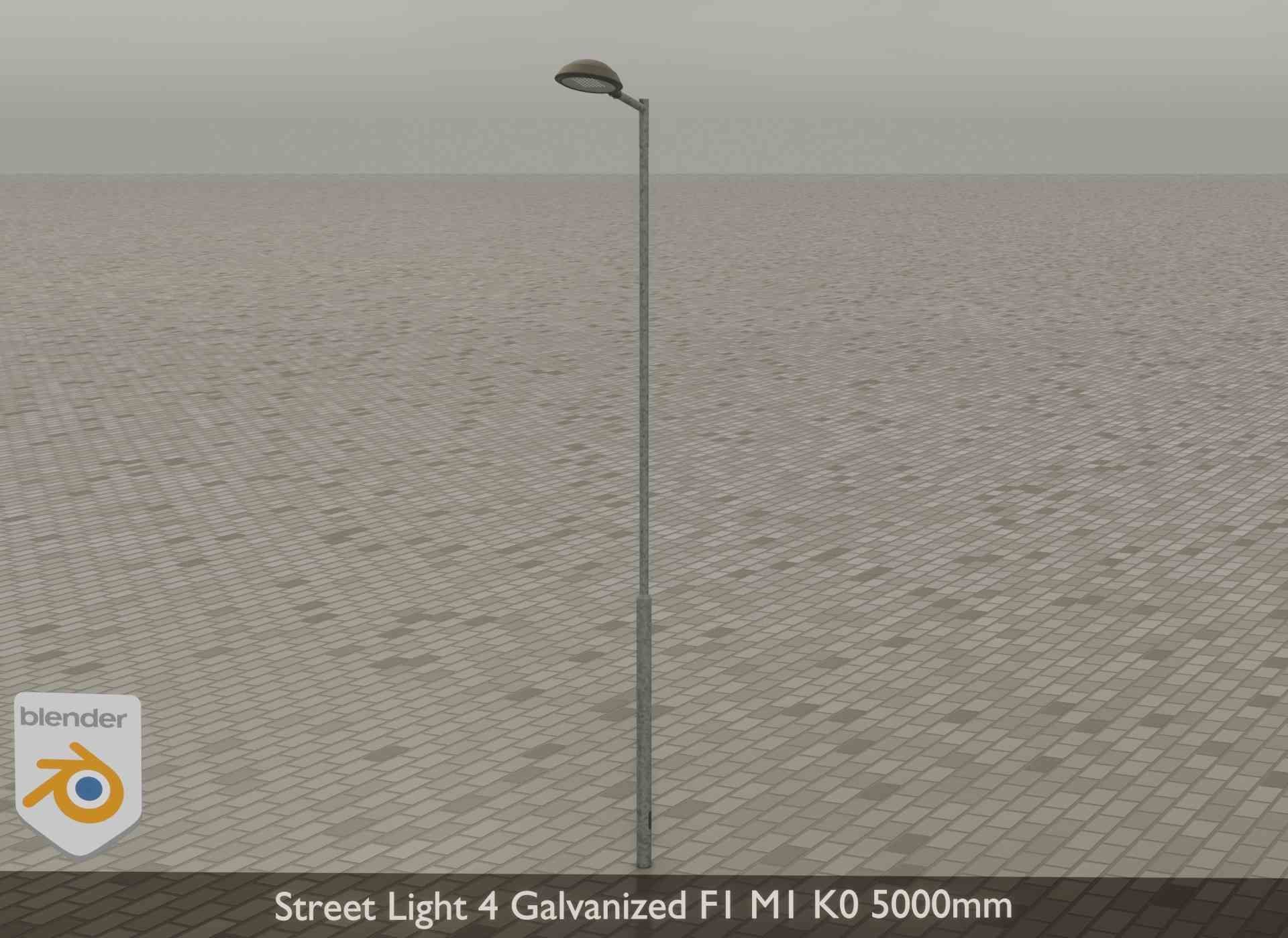 Street Light 4 Galvanized F1 M1 K0 5000mm Low-poly 3D model_34