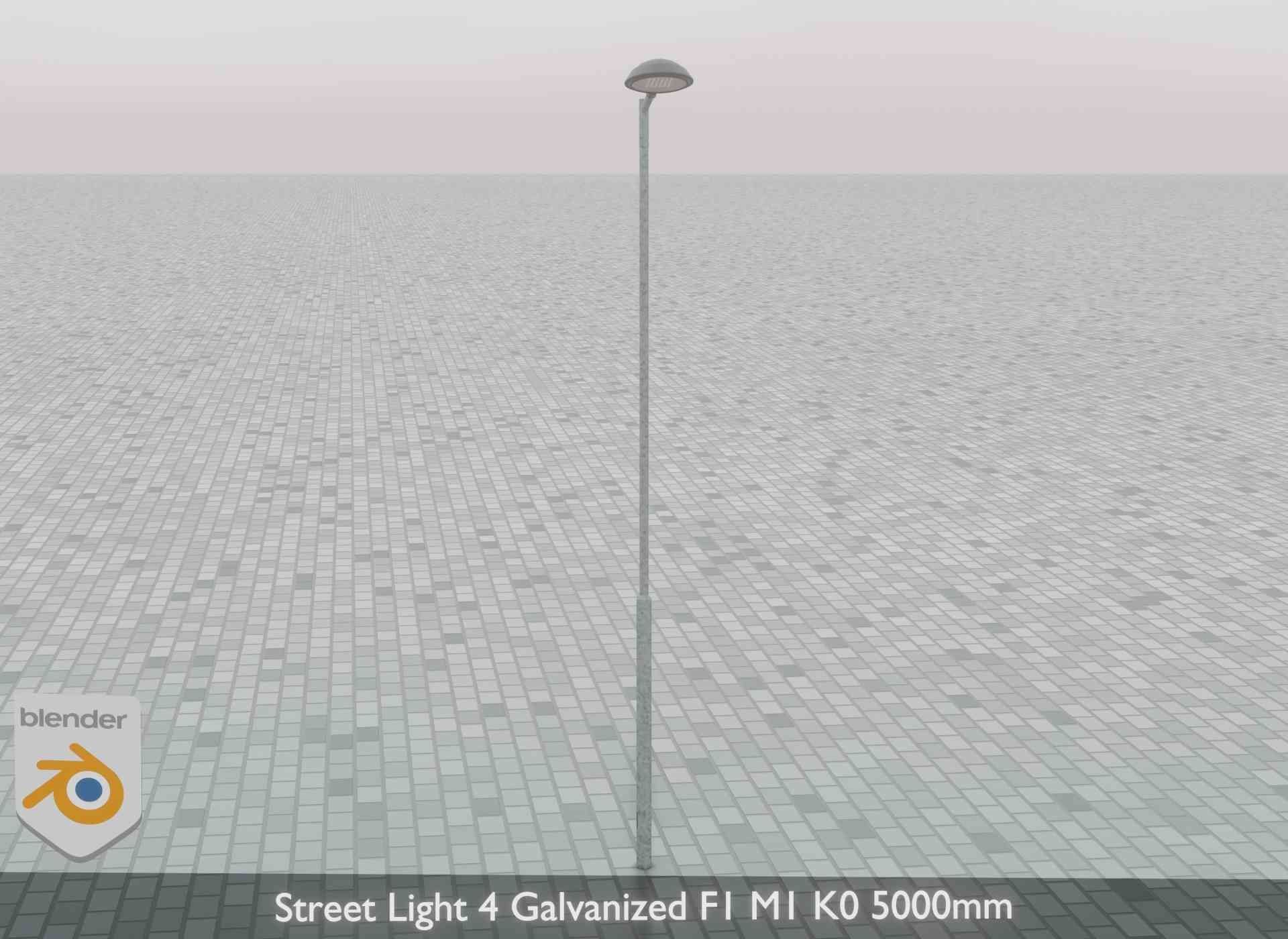Street Light 4 Galvanized F1 M1 K0 5000mm Low-poly 3D model_70