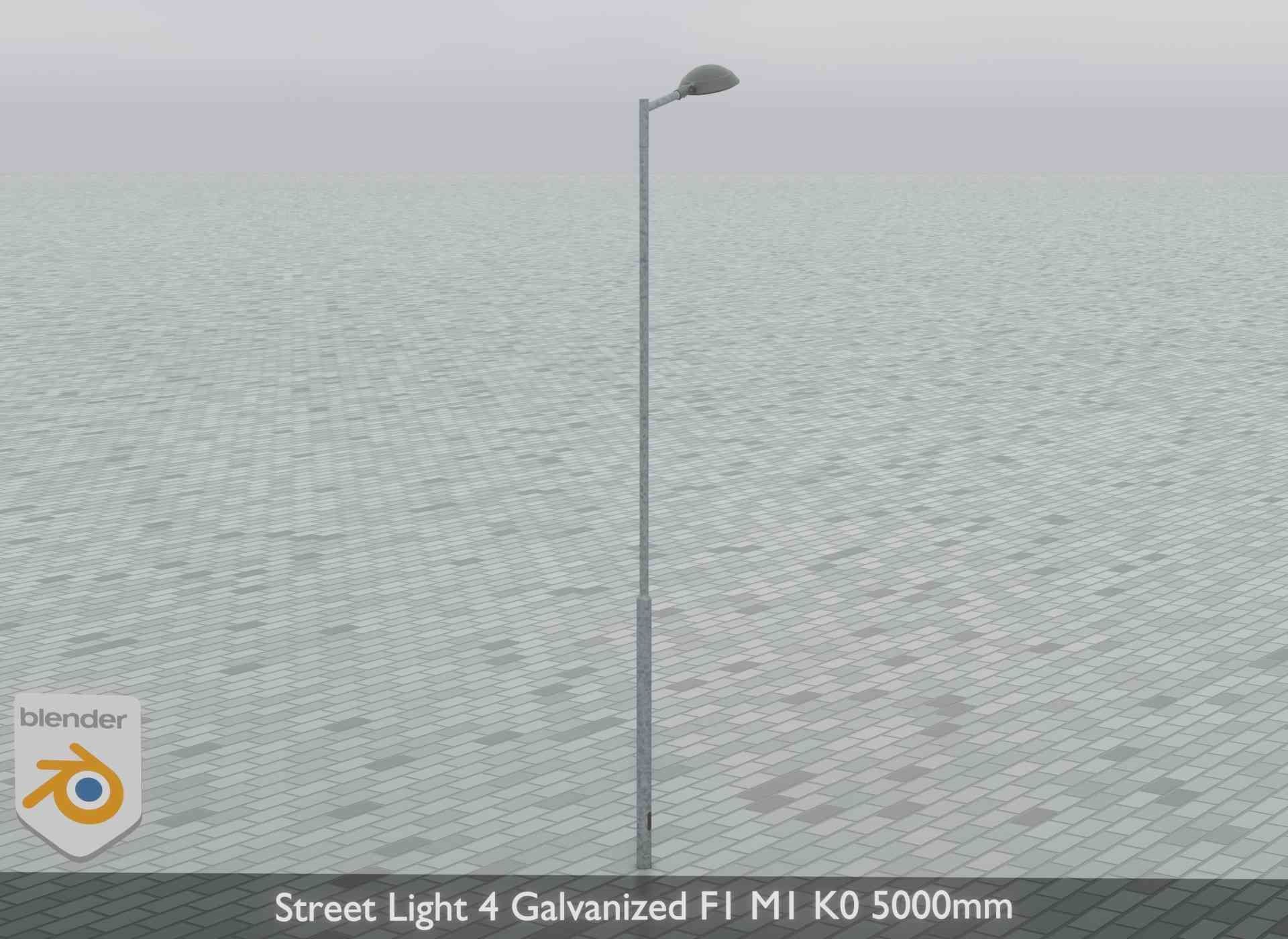 Street Light 4 Galvanized F1 M1 K0 5000mm Low-poly 3D model_15