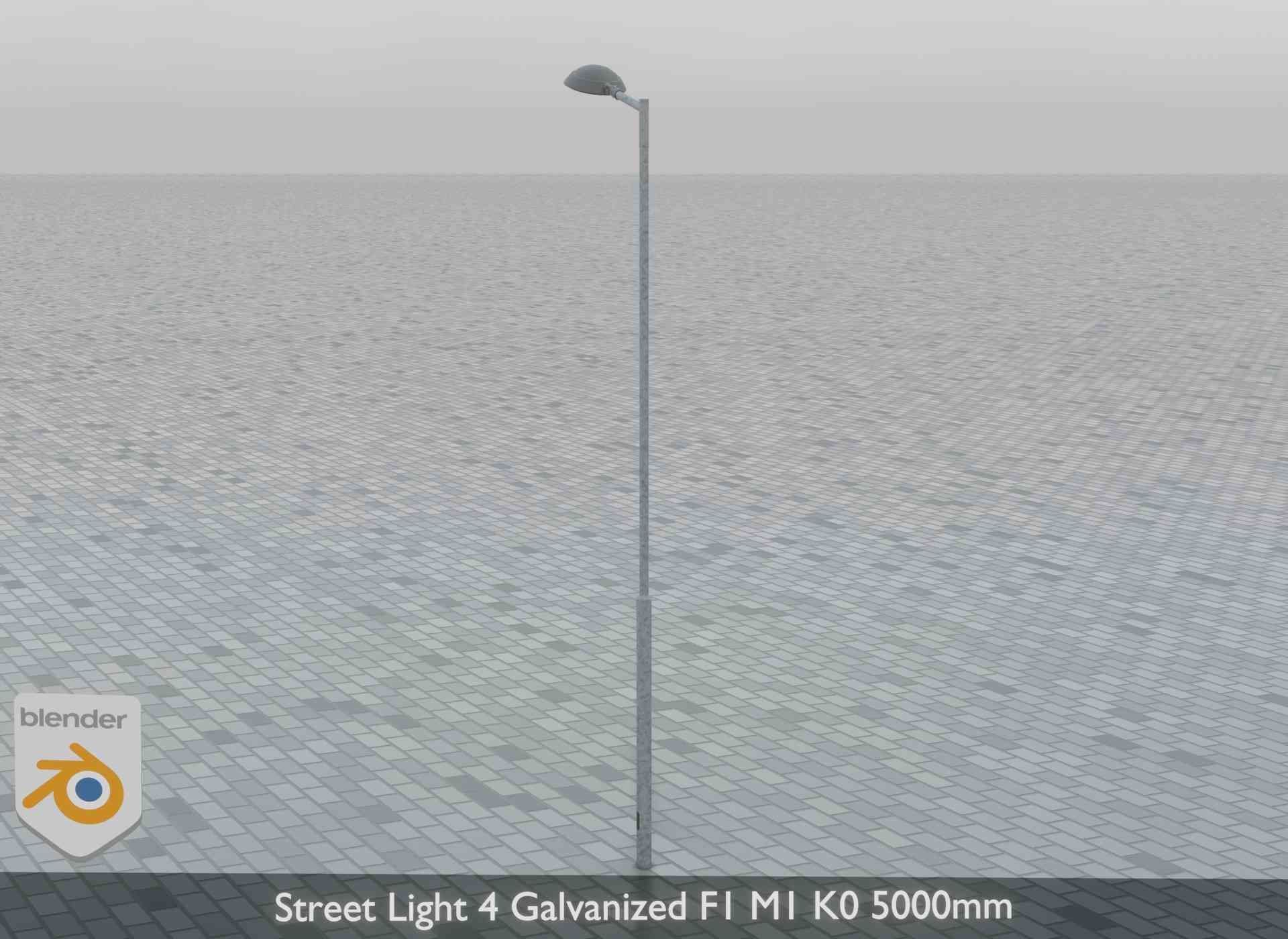 Street Light 4 Galvanized F1 M1 K0 5000mm Low-poly 3D model_8