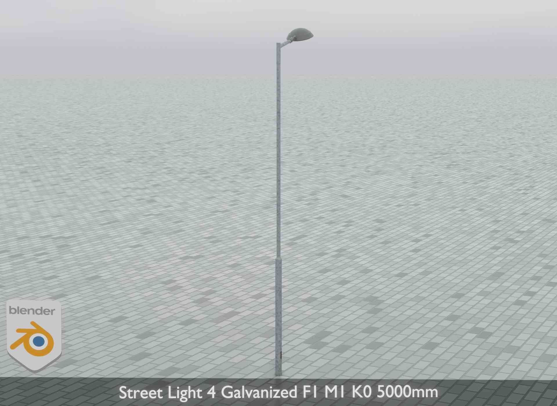Street Light 4 Galvanized F1 M1 K0 5000mm Low-poly 3D model_14