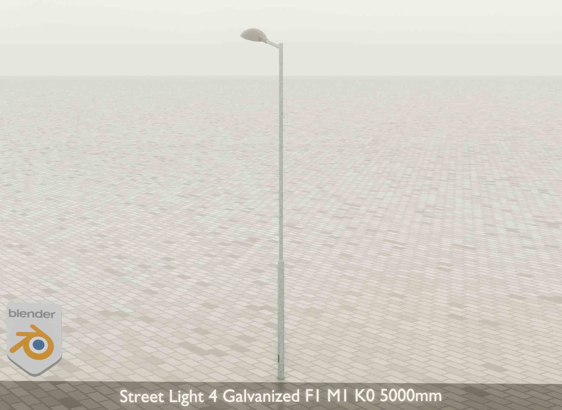 Street Light 4 Galvanized F1 M1 K0 5000mm Low-poly 3D model_47