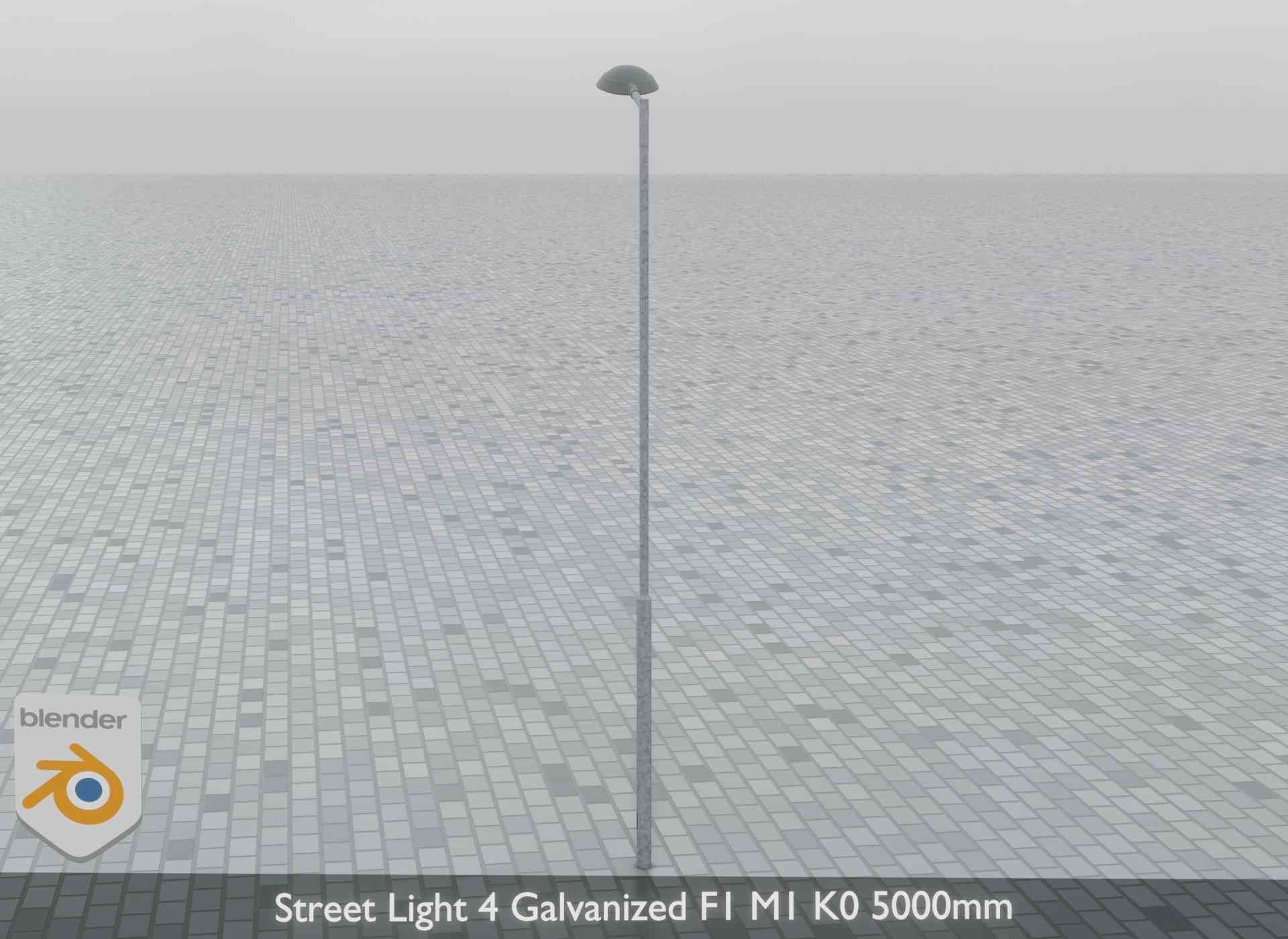 Street Light 4 Galvanized F1 M1 K0 5000mm Low-poly 3D model_10
