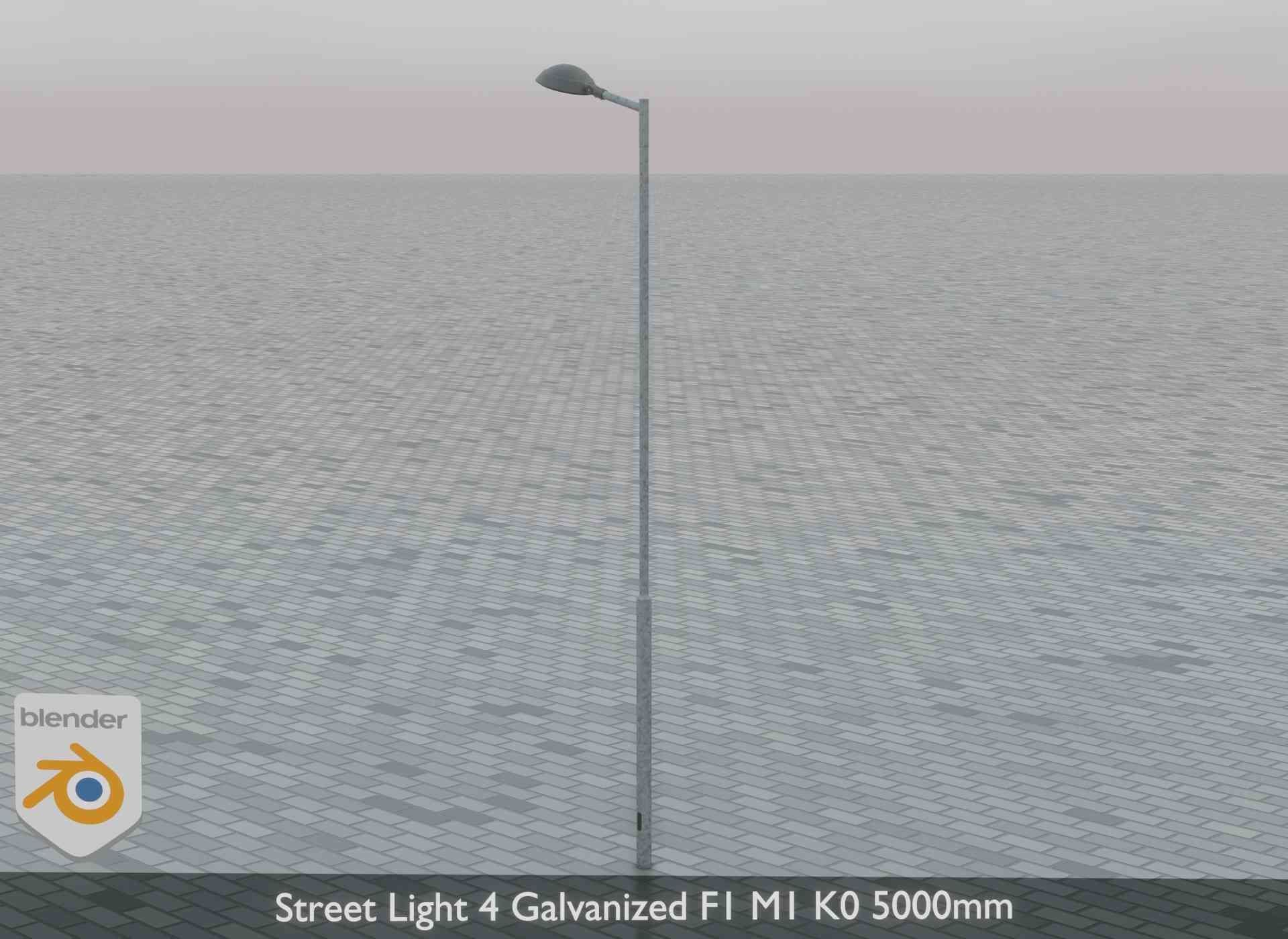 Street Light 4 Galvanized F1 M1 K0 5000mm Low-poly 3D model_6