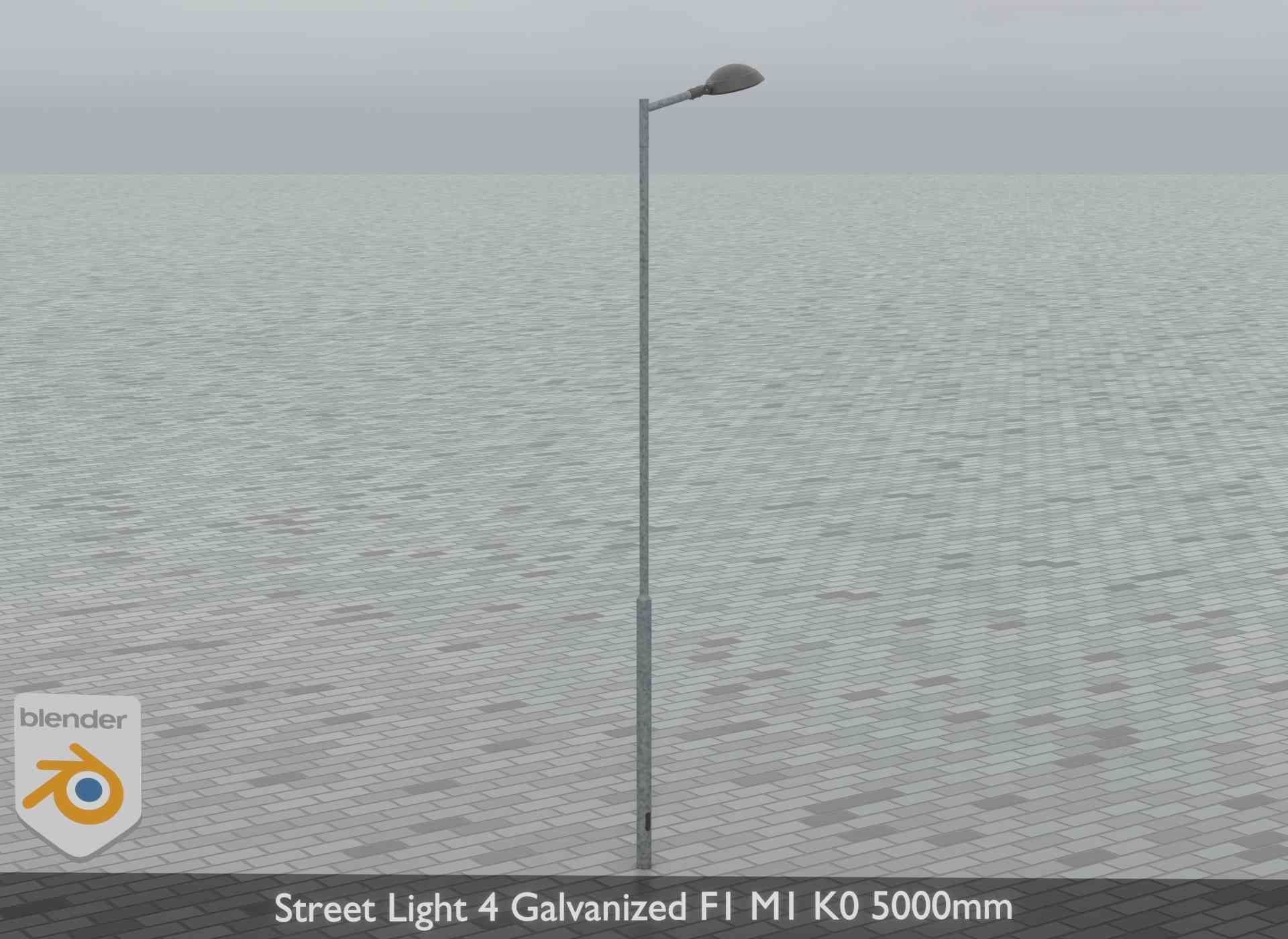 Street Light 4 Galvanized F1 M1 K0 5000mm Low-poly 3D model_17