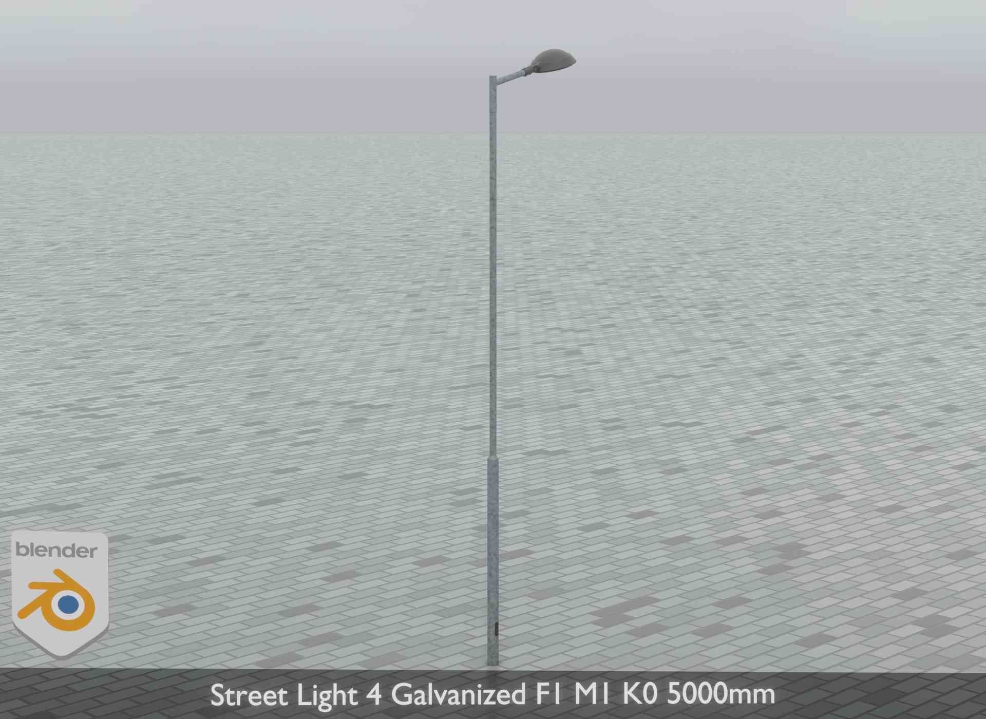 Street Light 4 Galvanized F1 M1 K0 5000mm Low-poly 3D model_16