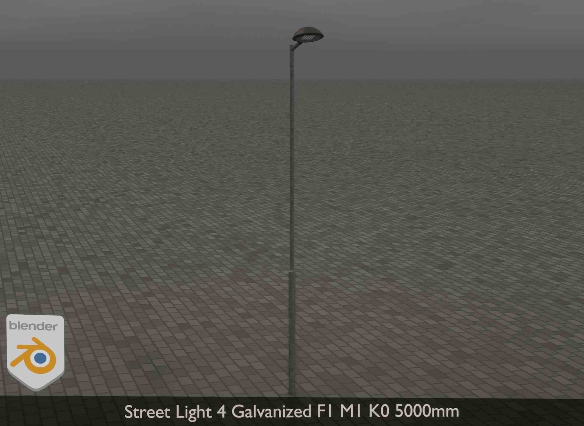Street Light 4 Galvanized F1 M1 K0 5000mm Low-poly 3D model_29
