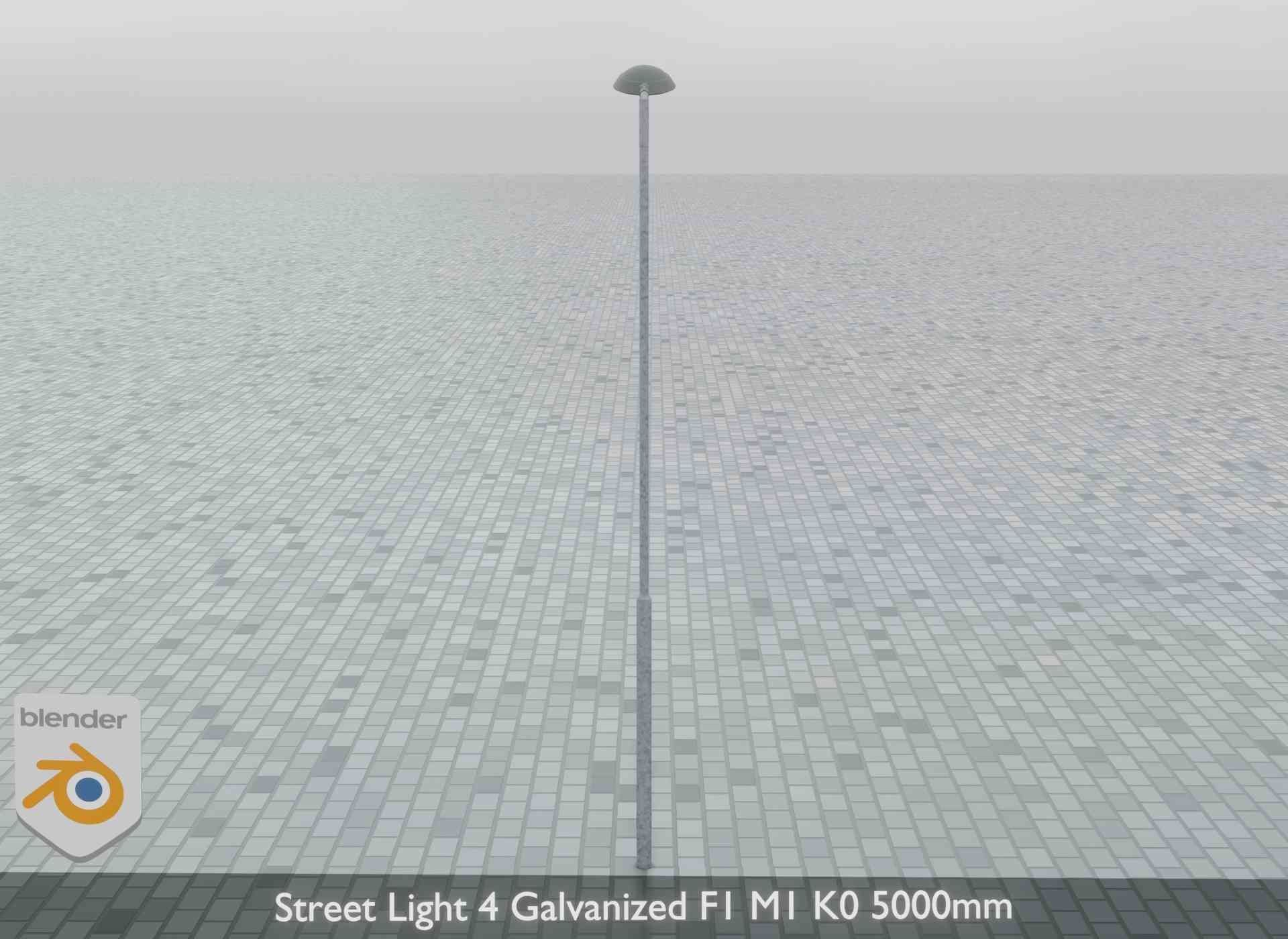 Street Light 4 Galvanized F1 M1 K0 5000mm Low-poly 3D model_11