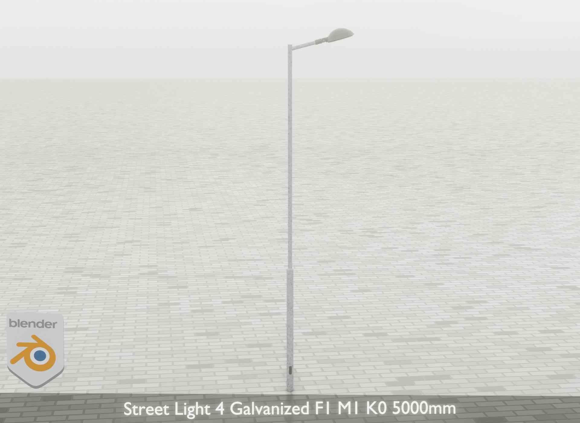 Street Light 4 Galvanized F1 M1 K0 5000mm Low-poly 3D model_60