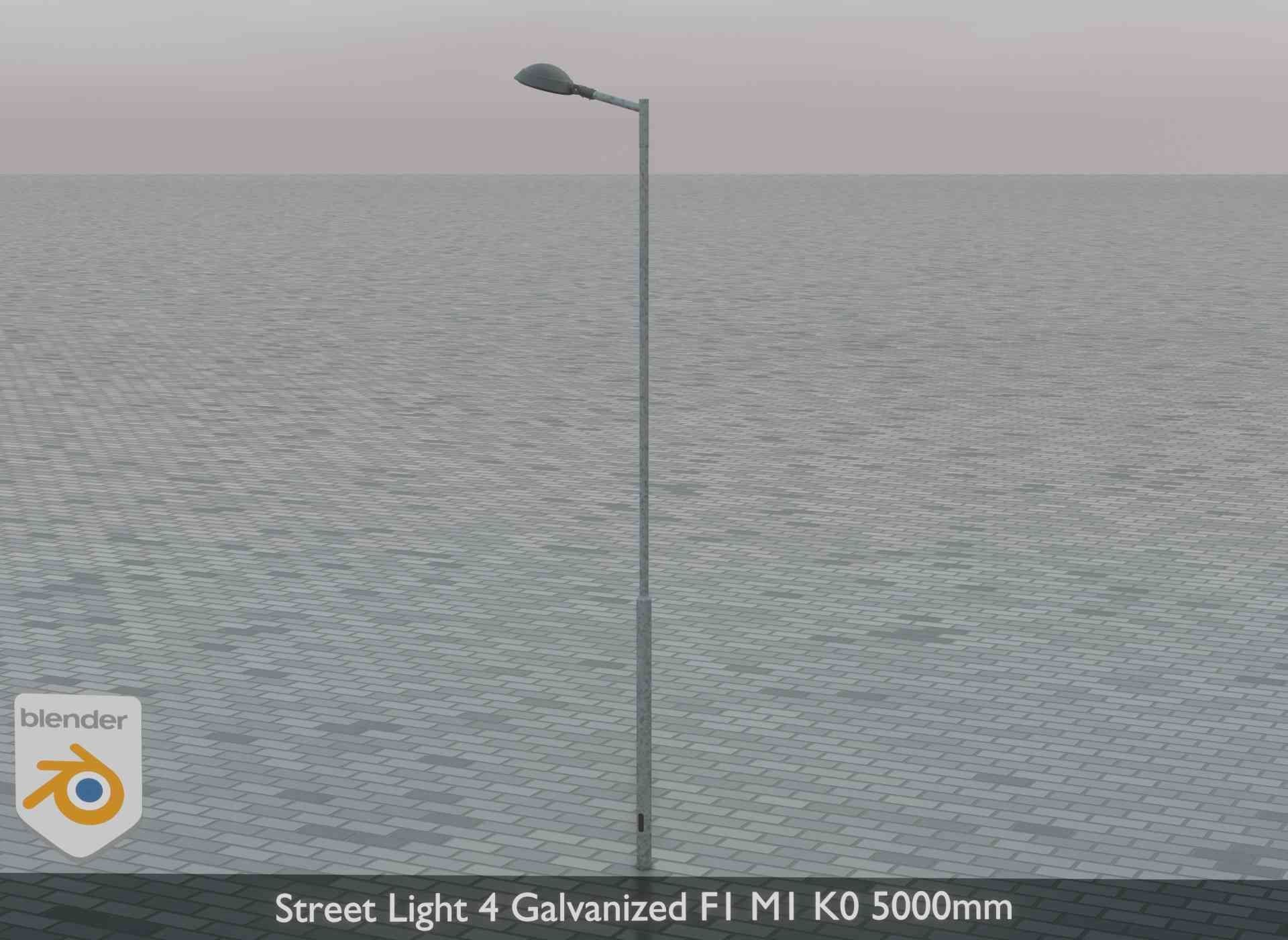 Street Light 4 Galvanized F1 M1 K0 5000mm Low-poly 3D model_4