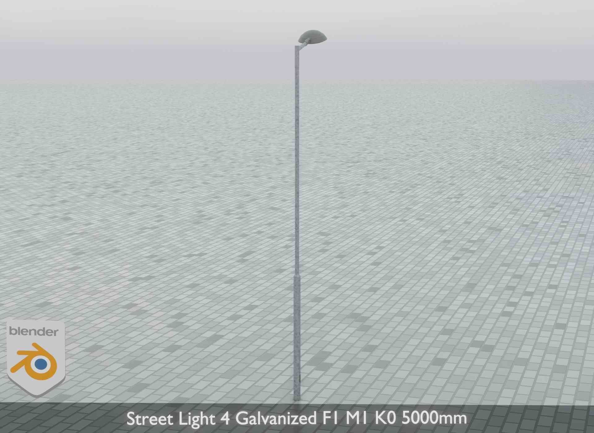 Street Light 4 Galvanized F1 M1 K0 5000mm Low-poly 3D model_13